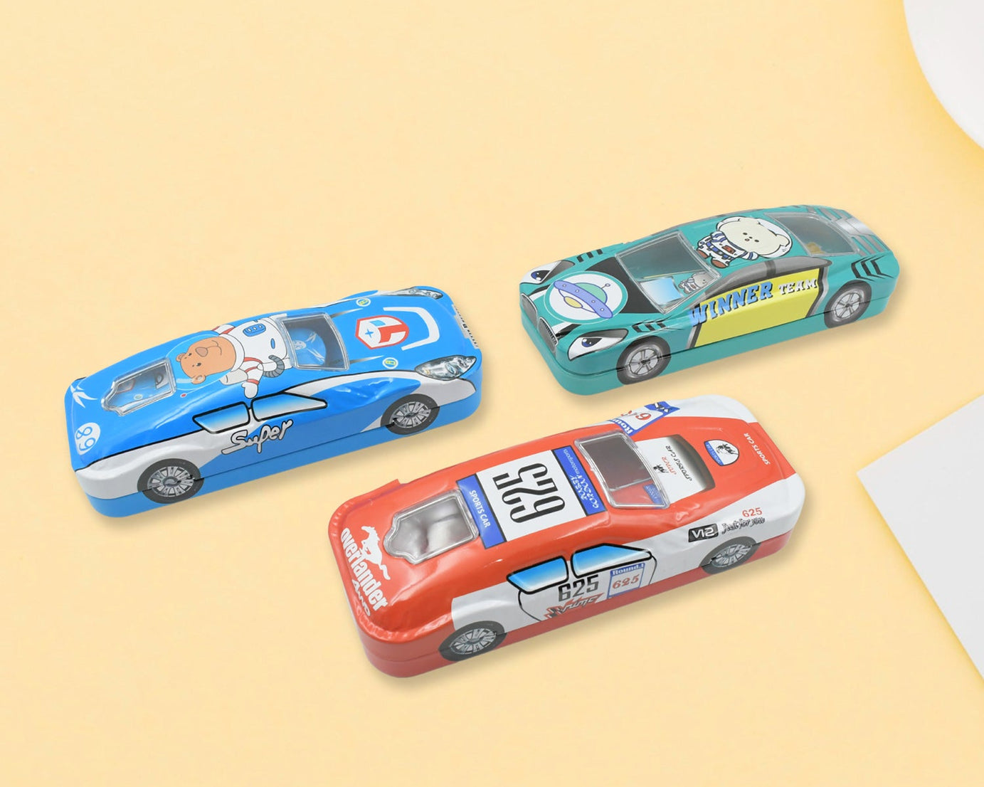 Car-Shaped Metal Compass Box (1 Pc): Pencil Case for Kids, Stationery