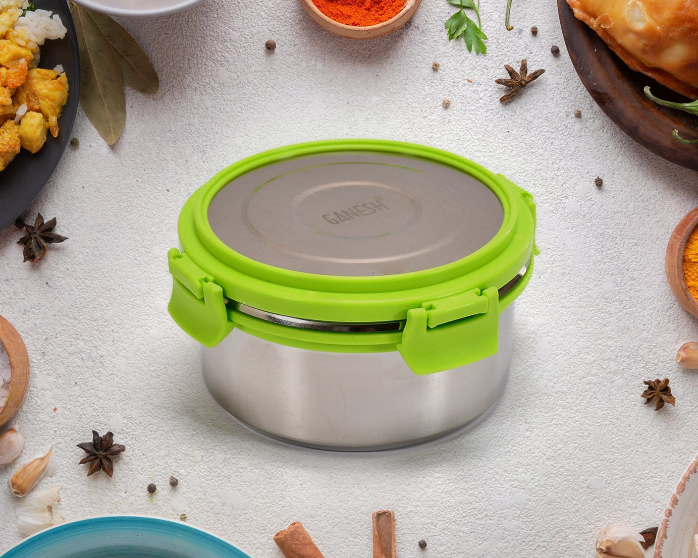 Stainless steel lunch box round