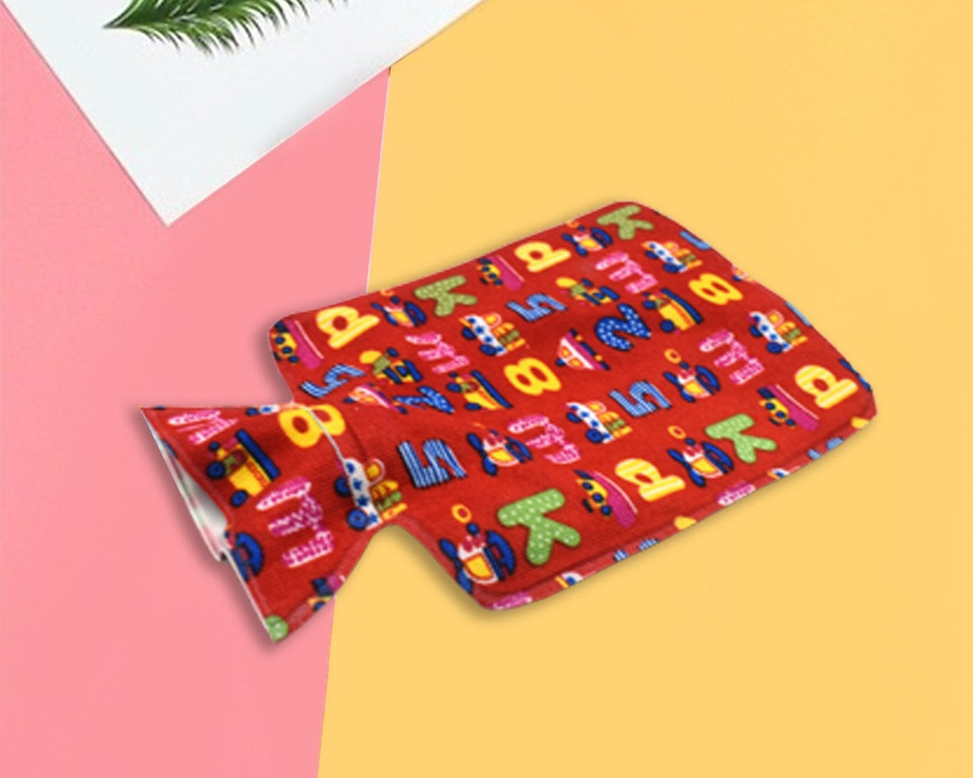 Heating pad bag filled with hot water, ready for use, emphasizing its medium size for versatile relief