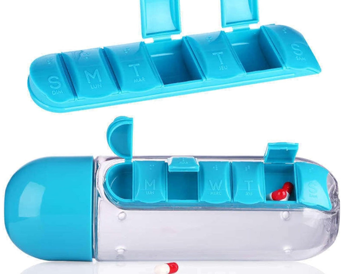 Pill & Vitamin Bottle, Water Bottle Multi Functional Use for Traveling & Outdoor Use Water Bottle, Travelling kit, Summer Special Bottle (600 Ml /  Mix Color )