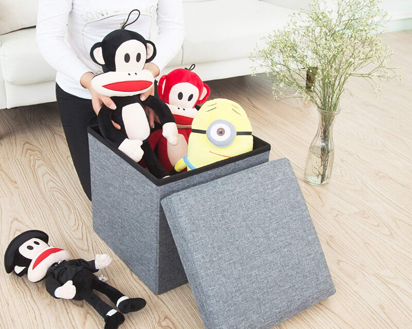 Cube stool with storage box