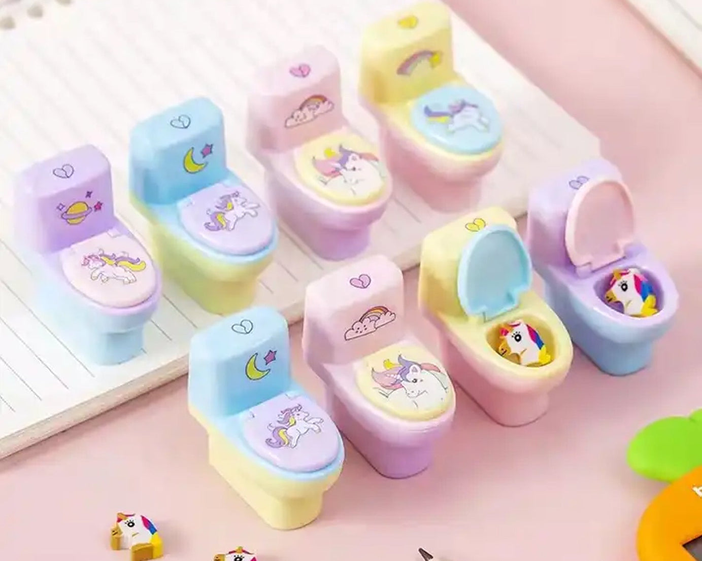 Fun & Functional! Toilet Pencil Sharpener with Eraser (2 Pc Set)