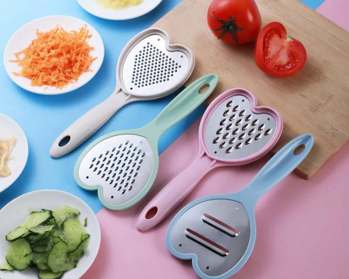 Heart grater set for kitchen use