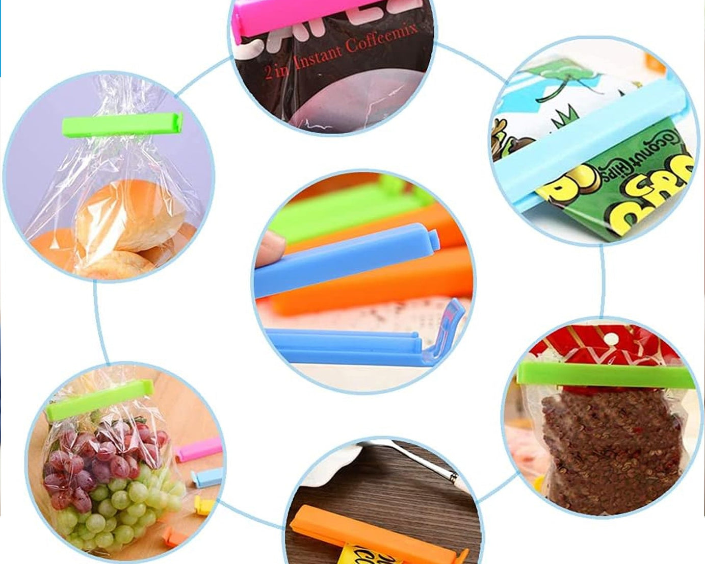 Food, Snack Pouch Bag Clip Sealer for Keeping Food Fresh for Home Kitchen | Plastic Camping Snack Air Tight Seal Bag Clips |Packet Vacuum Sealers Clip| (18 Pc Set)