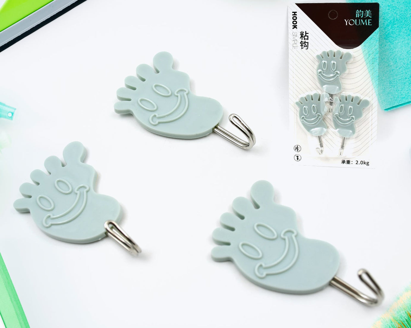 Multipurpose Strong Hook Self-Adhesive hooks for wall Heavy Plastic Hook, Sticky Hook Household For Home, Decorative Hooks, Bathroom & All Type Wall Use Hook, Suitable for Bathroom, Kitchen, Office