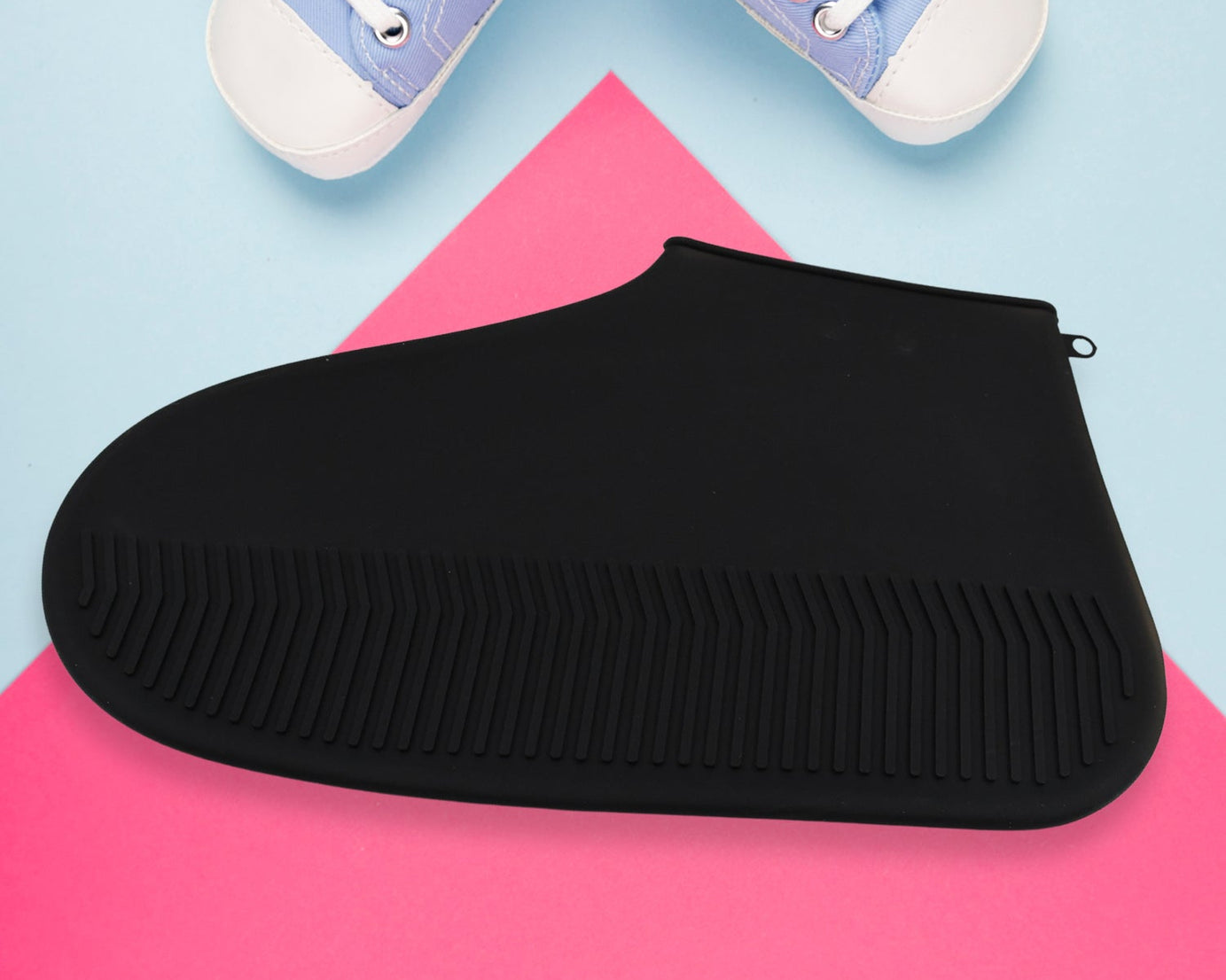 17984 Non-Slip Silicone Rain Reusable Anti skid Waterproof Fordable Boot Shoe Cover (Large Size / 1 Pair / Black)