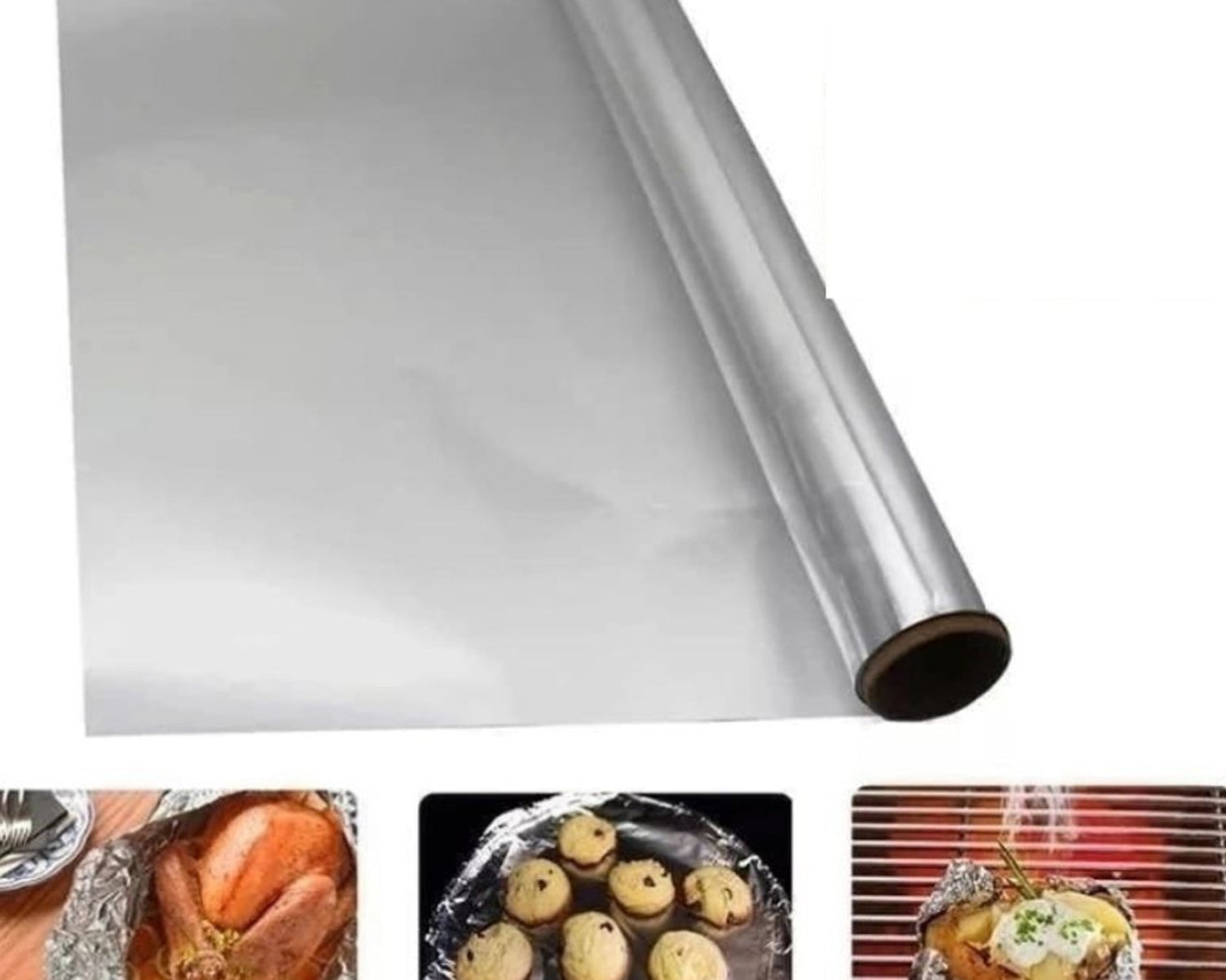 Premium Quality Food Grade Aluminum Foil Roll Heavy Duty Non Stick Thick Aluminum Foil Sheet Baking Grilling Tool 72Mtr (1Pc)