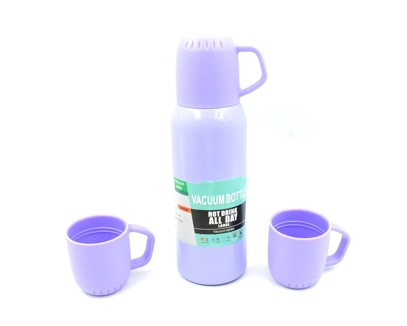 Vacuum Flask Set Stainless Steel Thermos With 3 Cup Creative Gift Set With Cover Handle Portable Car Water Bottle Set (Approx 500ml)