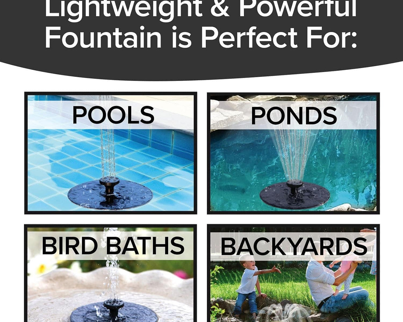 Fast Fountain by Pocket Hose - Solar-Powered - Instantly Adds a Water Feature Virtually Anywhere - 5 Spray Modes - No Installation or Batteries Required - Great for Bird Baths, Pools, Pond & More (1 Pc)