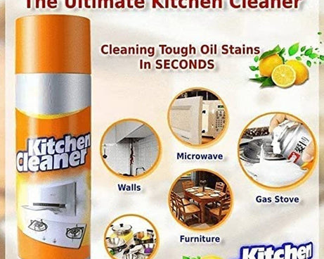 Multipurpose Bubble Foam Cleaner Kitchen Cleaner Spray Oil & Grease Stain Remover Chimney Cleaner Spray Bubble Cleaner All Purpose Foam Degreaser Spray (500 Ml)