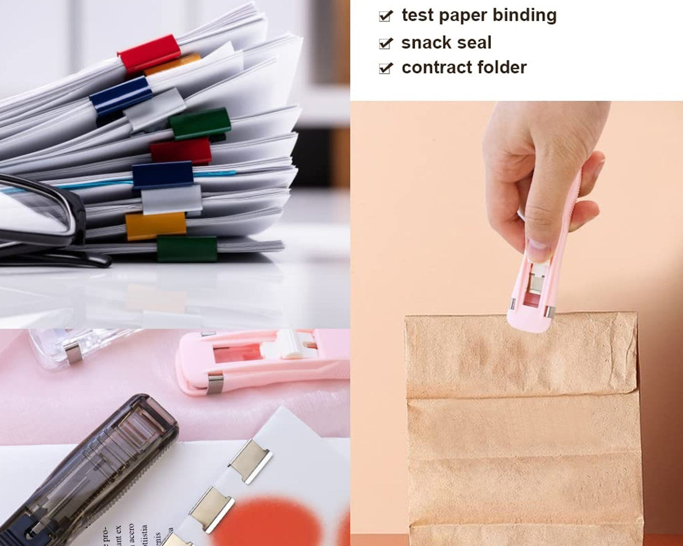 Portable Paper Clamp With 8 Pcs Clip Dispenser Handheld Paper Fast Clam (1 Set)