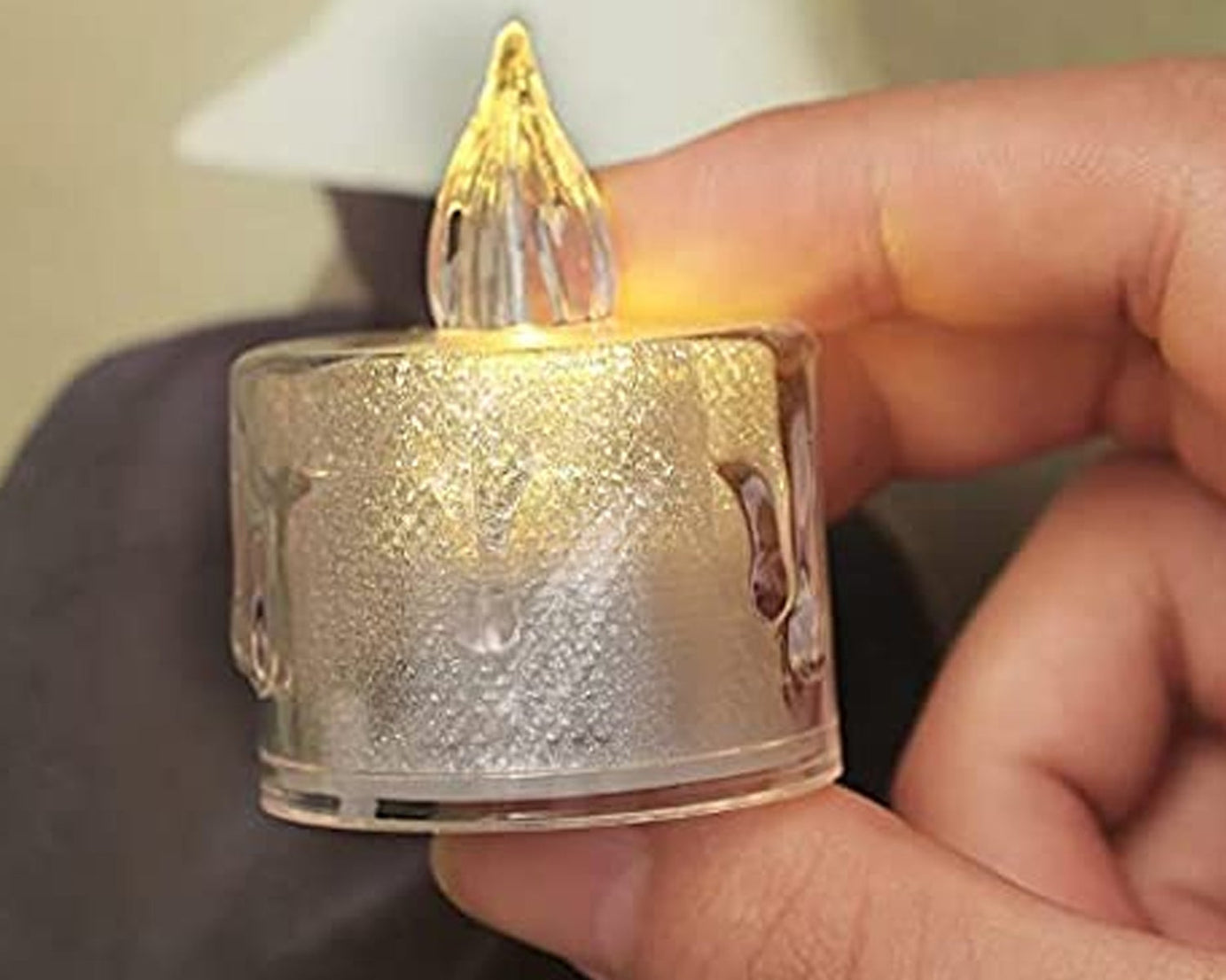 12 Pcs Flameless and Smokeless Decorative Acrylic Candles Transparent Led Tea Light Candle for Gifting, House, Diwali, Christmas, Festival, Events Decor Candles