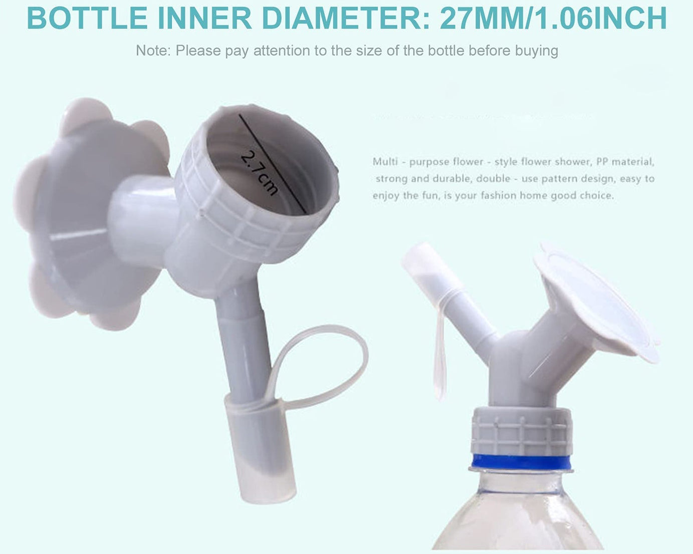 Dual head watering nozzle for bottles