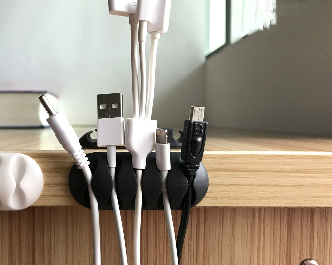 Cable clips for desk organization
