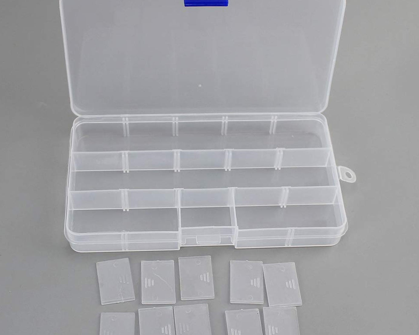 15 Grids Jewelry Organizer Plastic Jewelry Organizer Box Clear Jewelry Organizer Box Plastic Bead Organizers with Adjustable Dividers for Herbs Pills Bead, Jewelry, and Other Small Item (1 Pc)