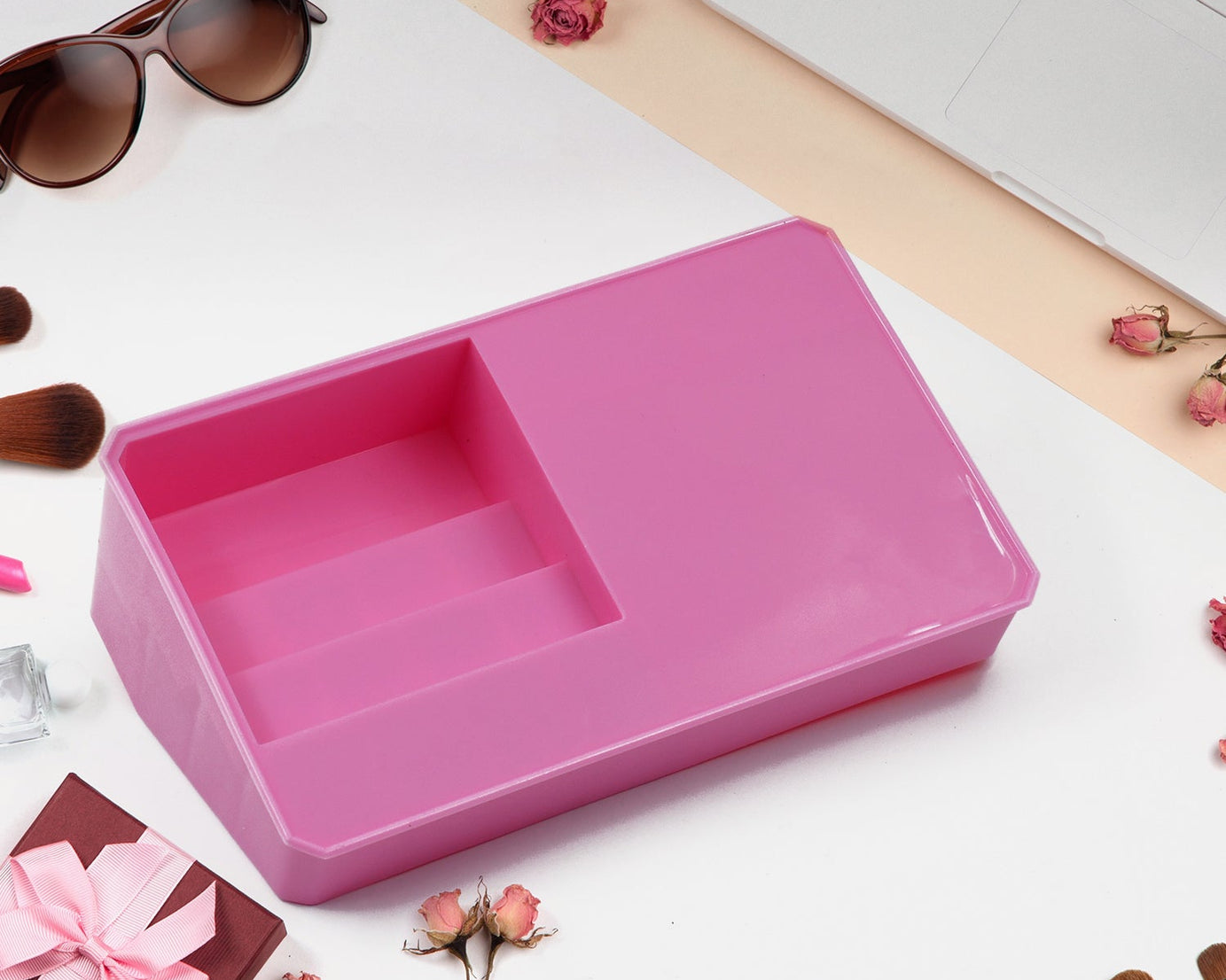 Makeup Organiser Cosmetic Makeup Lipstick Storage Box with Drawer Plastic Case Holder Skin Care Products (1 Pc)