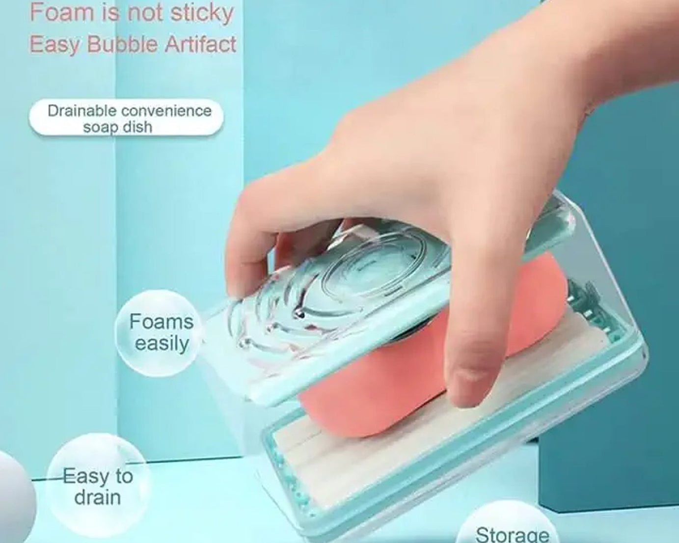 2-in-1 soap dispenser with roller and drain holes for home and kitchen