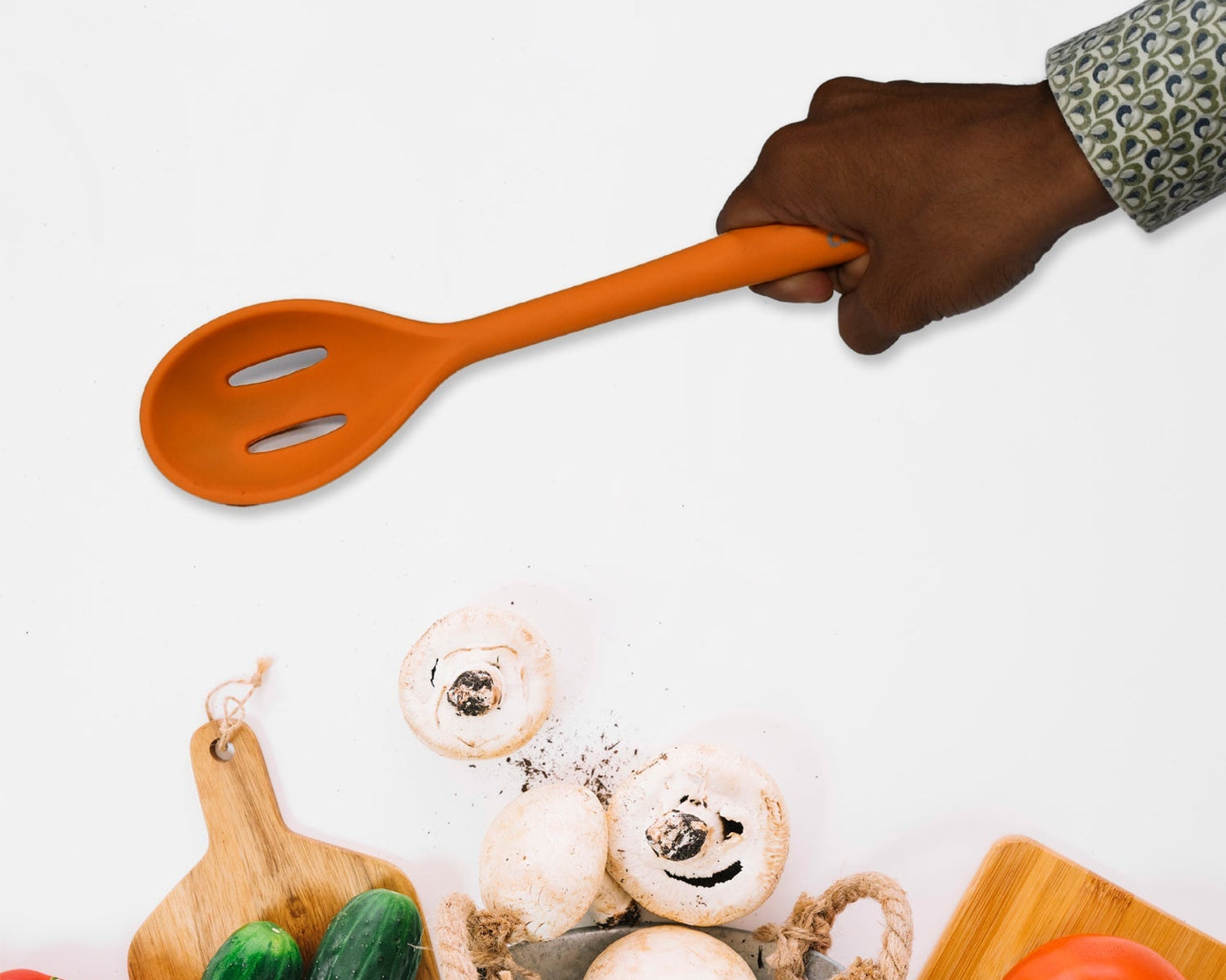 Heat resistant silicone spoon, detailed view