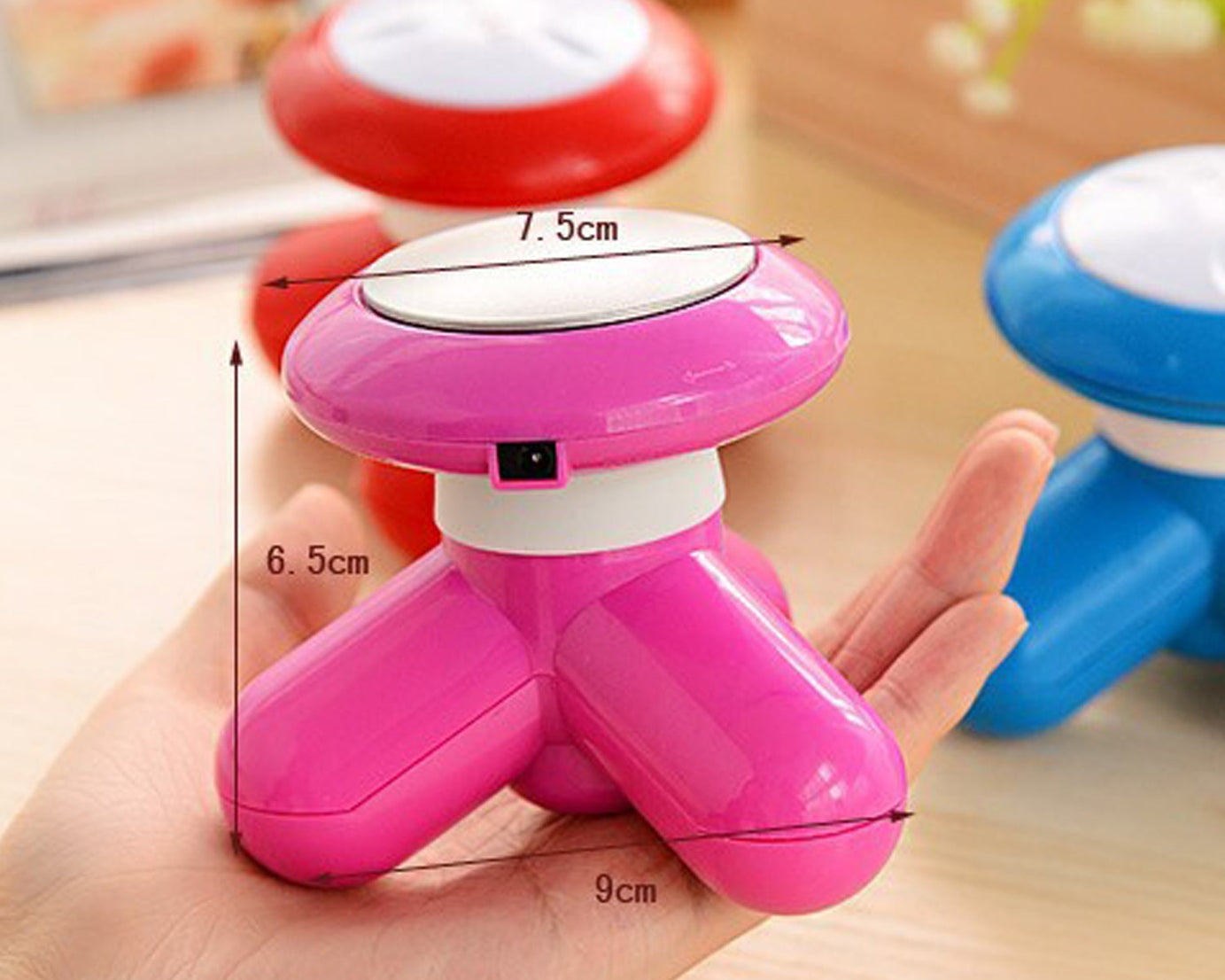 USB-powered body massager for home and travel use.