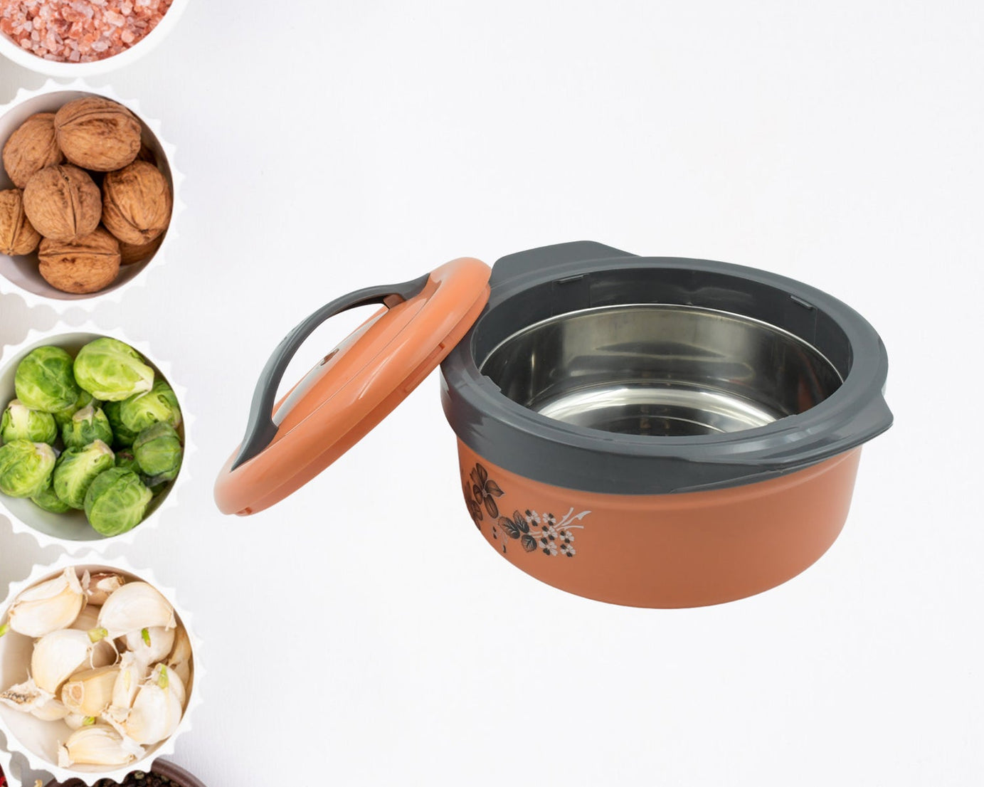 Casserole Box for Food Searving Inner Steel Insulated Casserole Hot Pot Flowers Printed Chapati Box for Roti Kitchen (Approx 2500 ml)