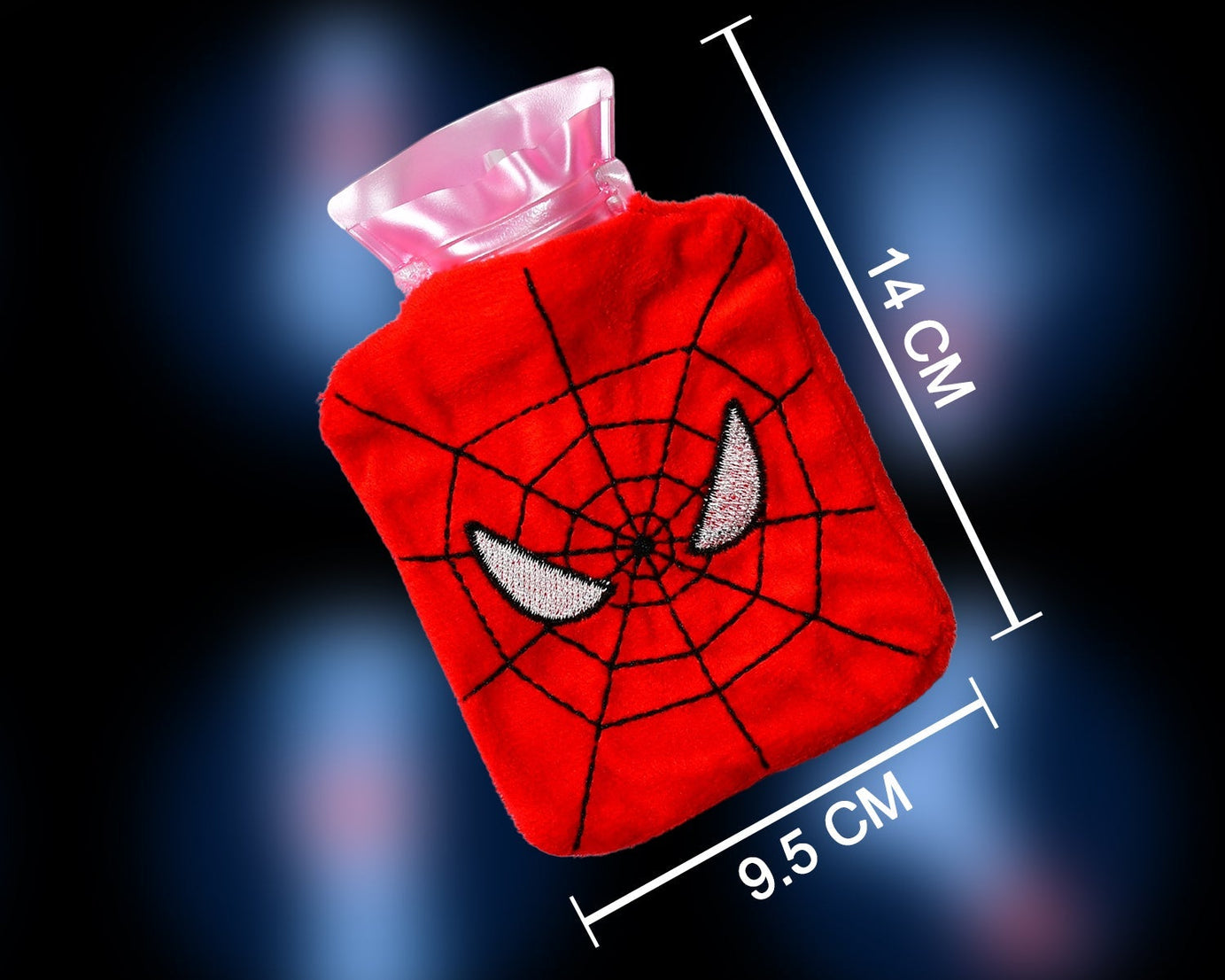 Hot water bag with Spiderman cover for neck and shoulder pain