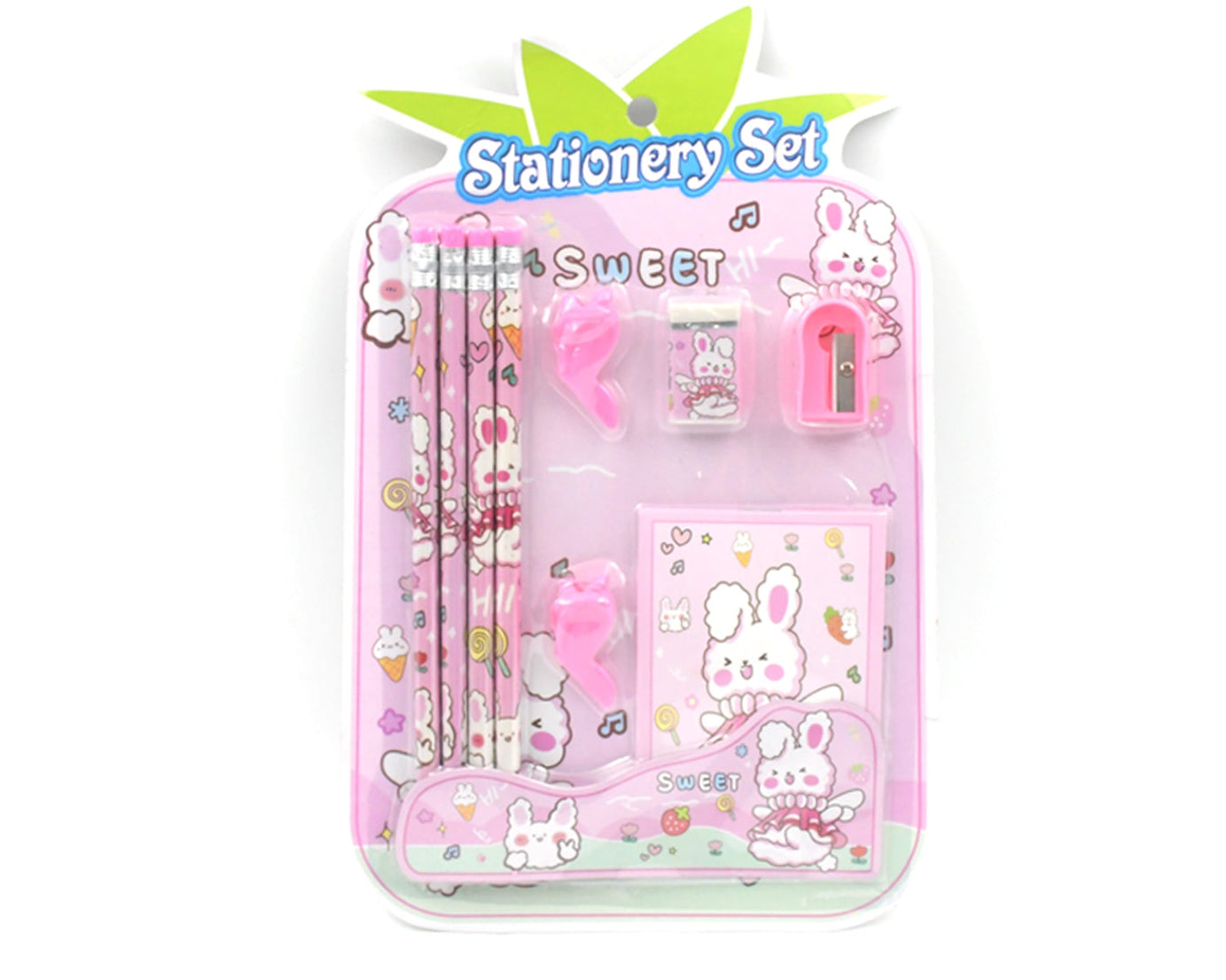 Kids' Stationery Kit: Wooden Pencils, Sharpener, Eraser, Diary (9 Pc Set)