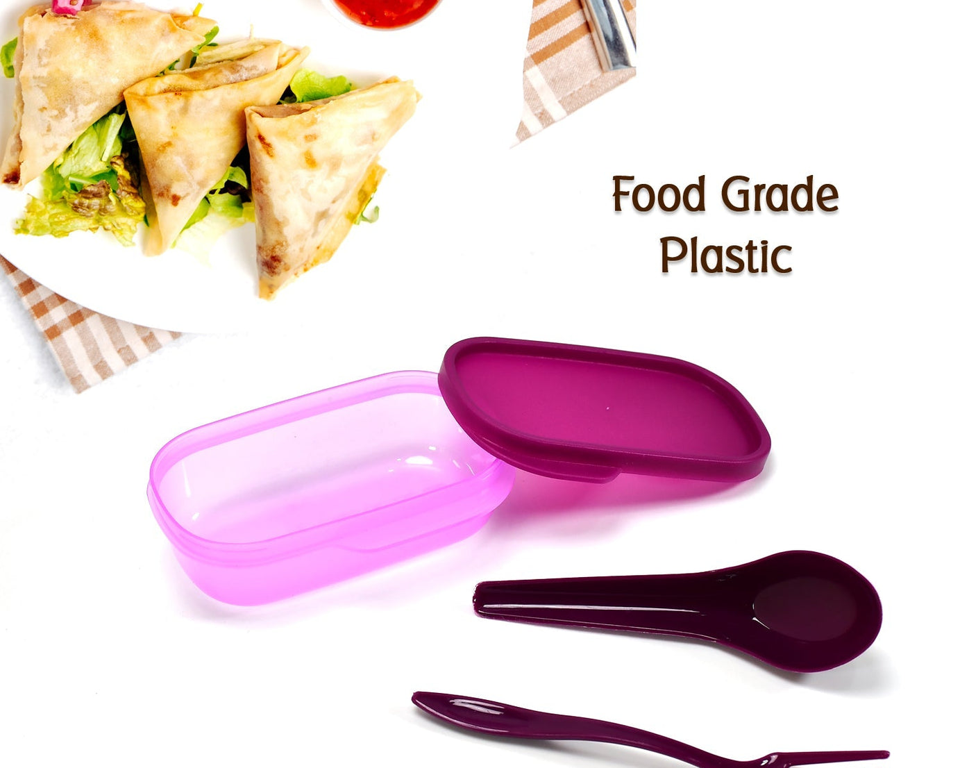 Leak-proof lunch box suitable for liquids and solid foods.