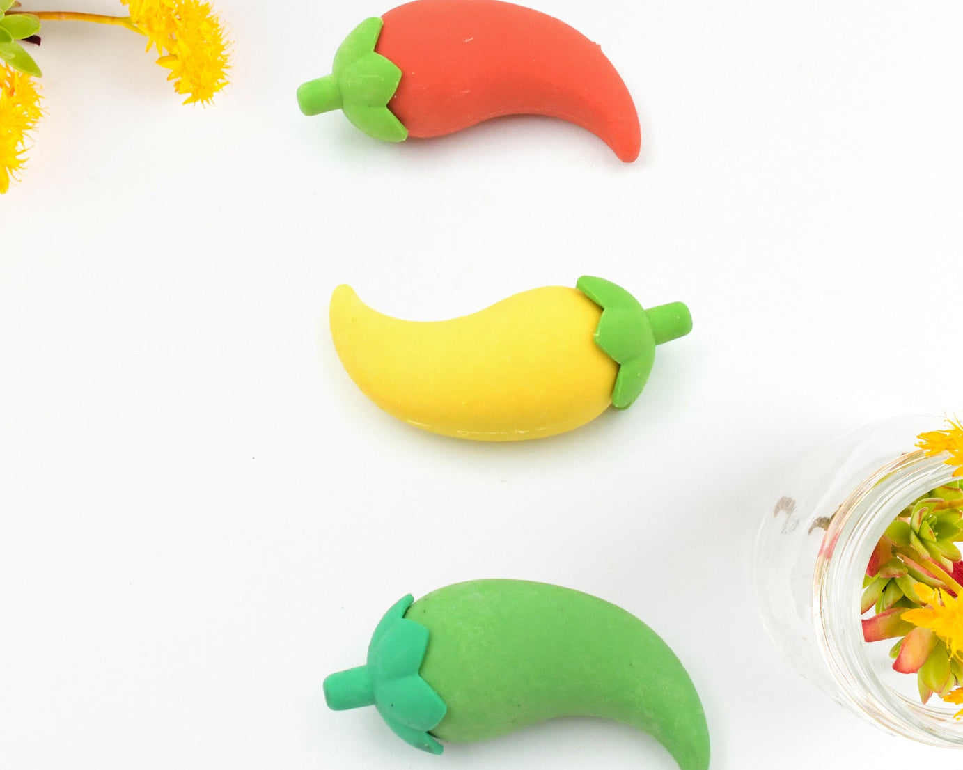 4626 3D Fancy & Stylish Colorful Chili Shape Erasers, Mini Eraser Creative Cute Novelty Eraser for Children Eraser Set for Return Gift, Birthday Party, School Prize, (3 pc Set)