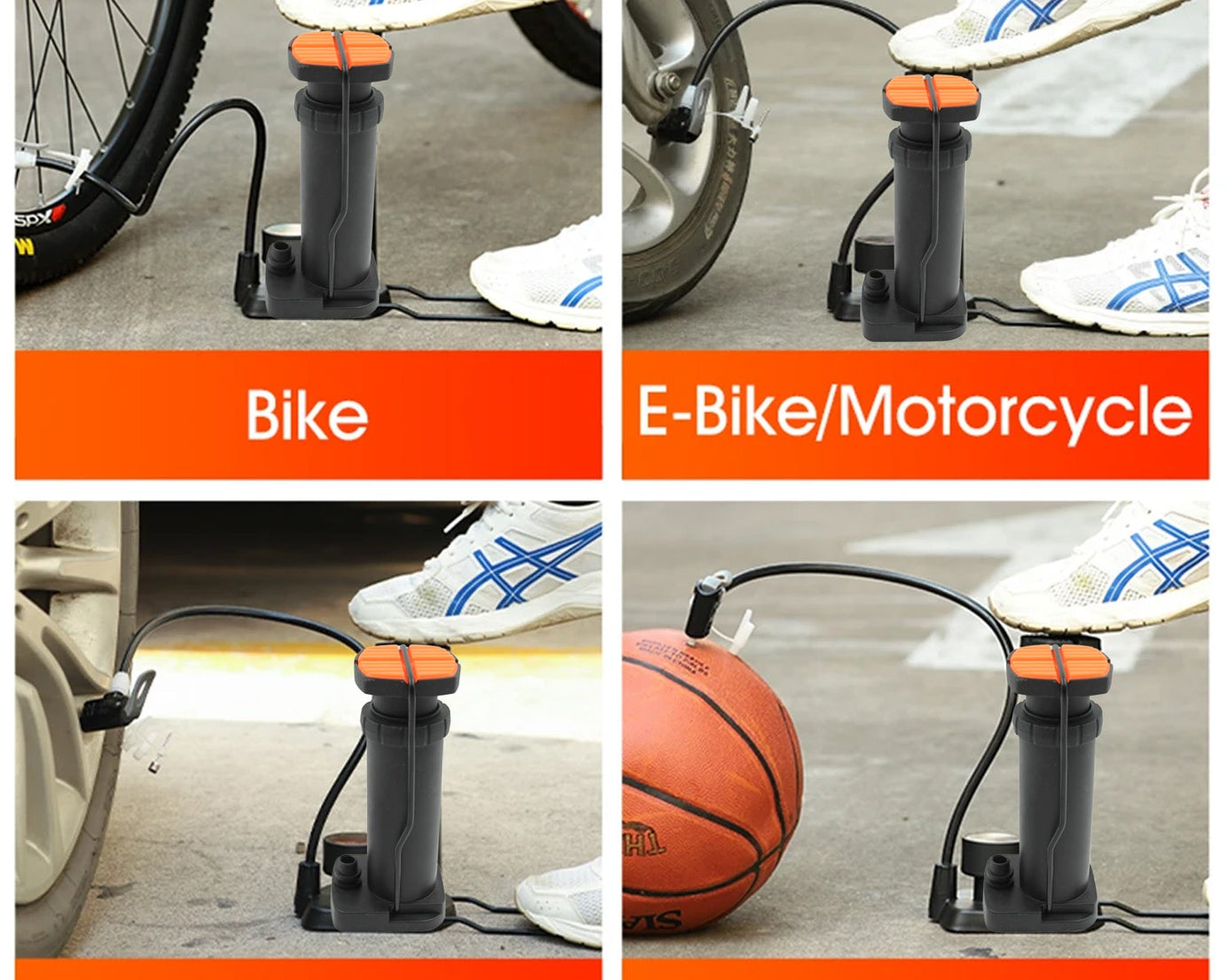 Portable Mini Foot Pump for Bicycle, Bike, and Car