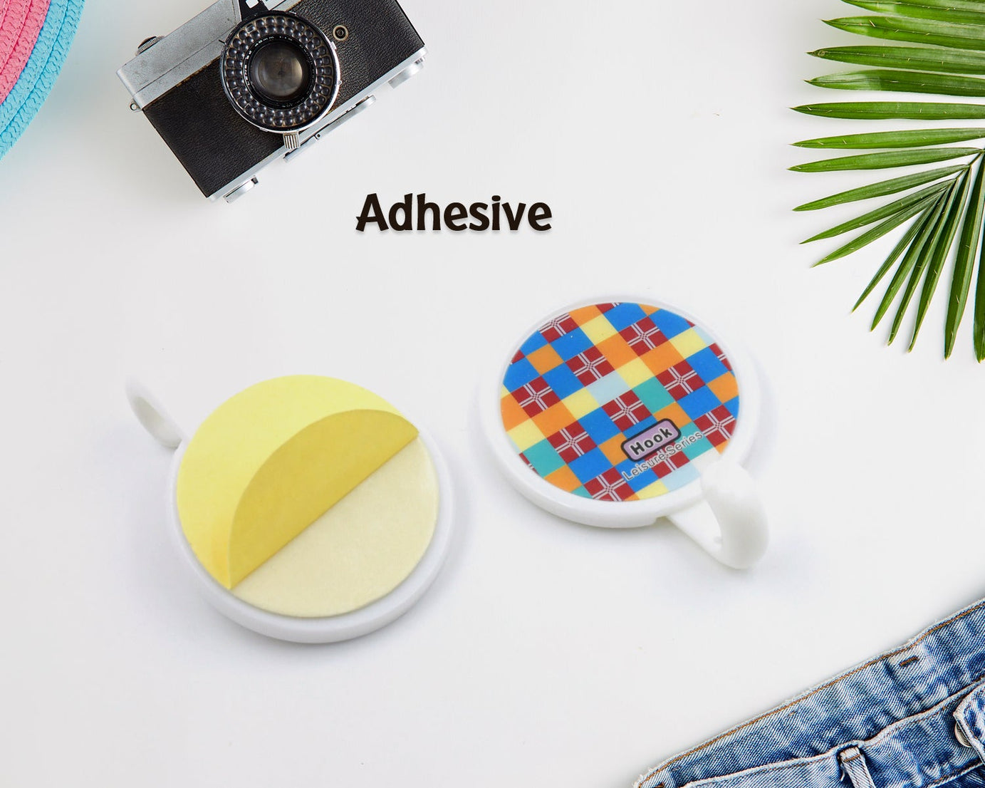 Strong Self-Adhesive Hooks (2 Pc): Heavy Duty, Waterproof, All-Purpose
