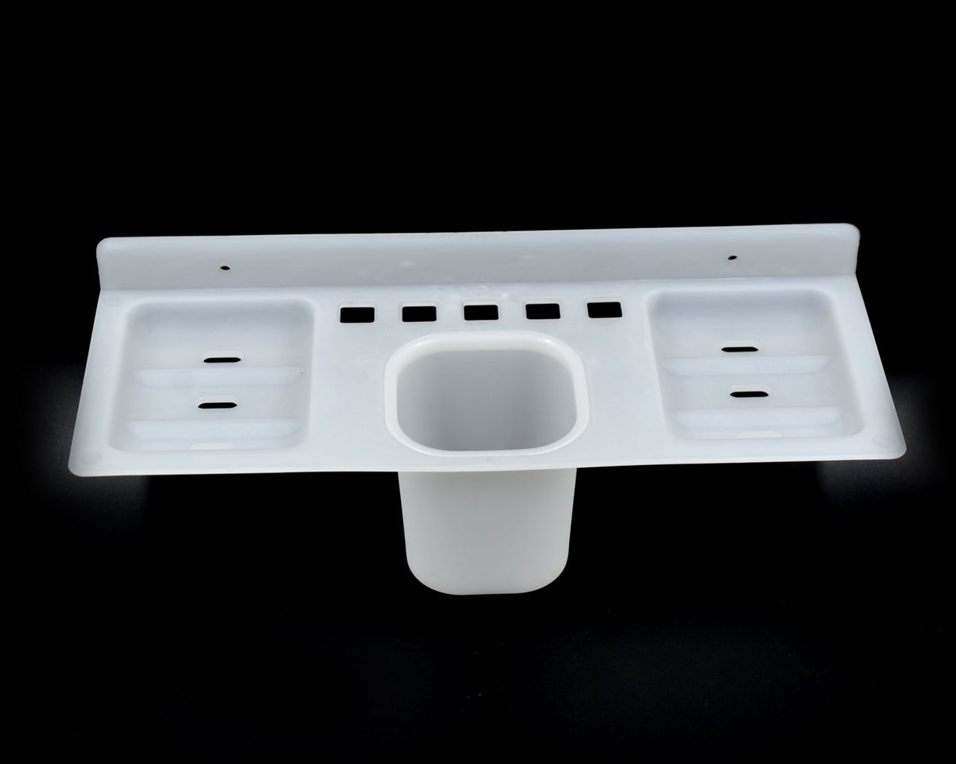 4 in 1 plastic soap dish with compartments for bathroom and kitchen use.