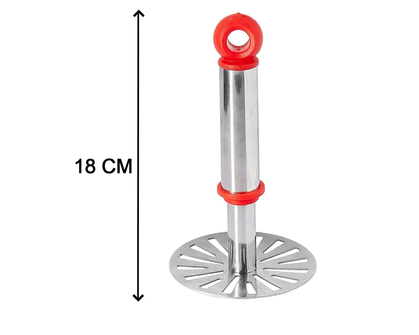 Oval pav bhaji masher, Ganesh brand, with plastic handle, silver and plastic.