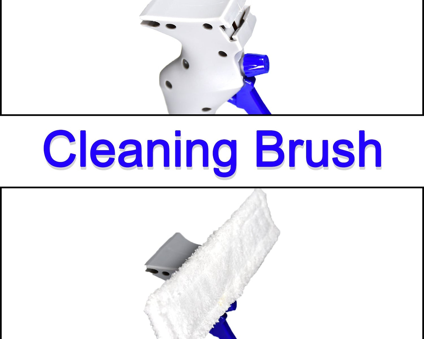 Glass cleaning brush with spray function, plastic 3-in-1 tool