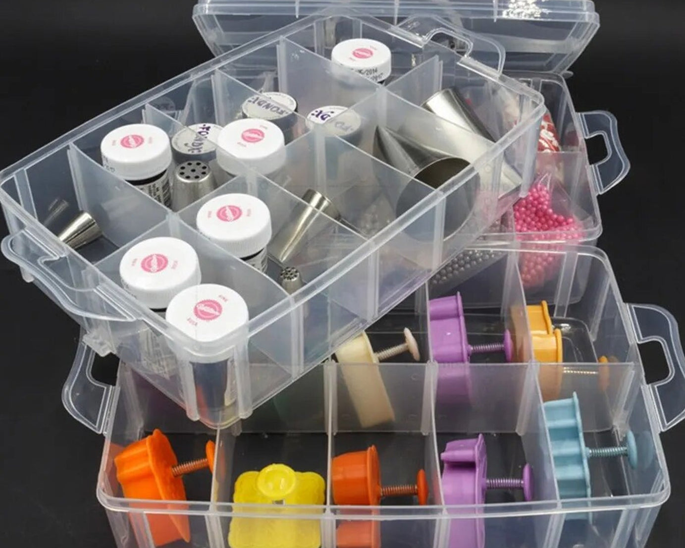 Versatile 18-Grid 3-Layer Transparent Plastic Organizer Box with Adjustable Dividers for Jewelry & Fishing Hooks