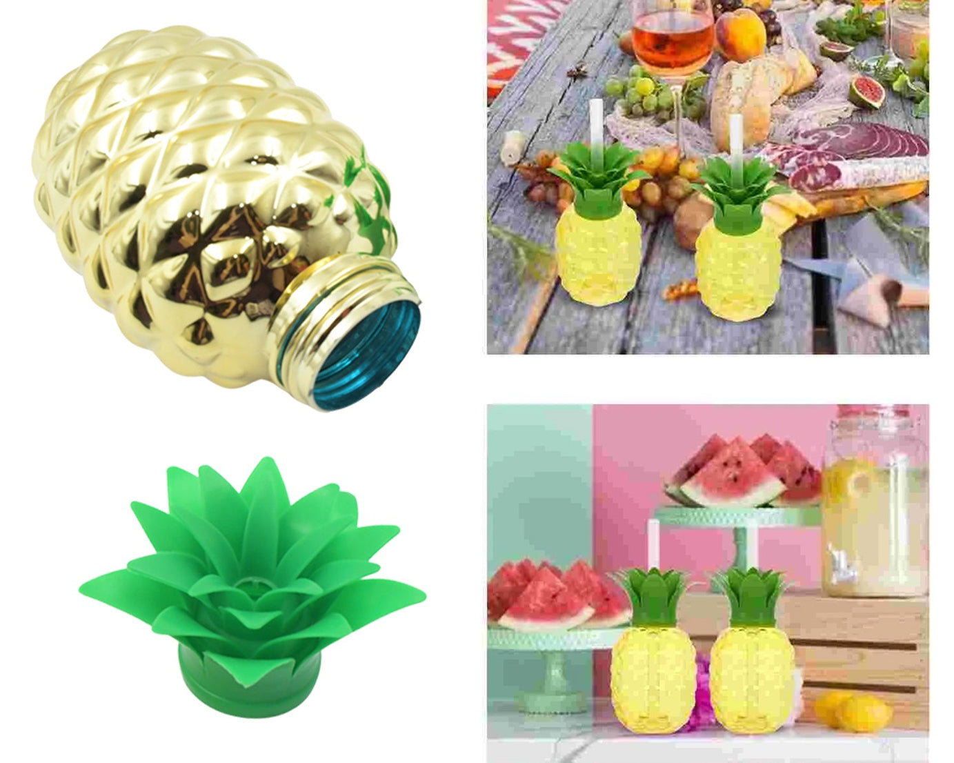 Plastic Pineapple Cups with Straw (1 Pc) - Party Favors, Hawaiian, Beach