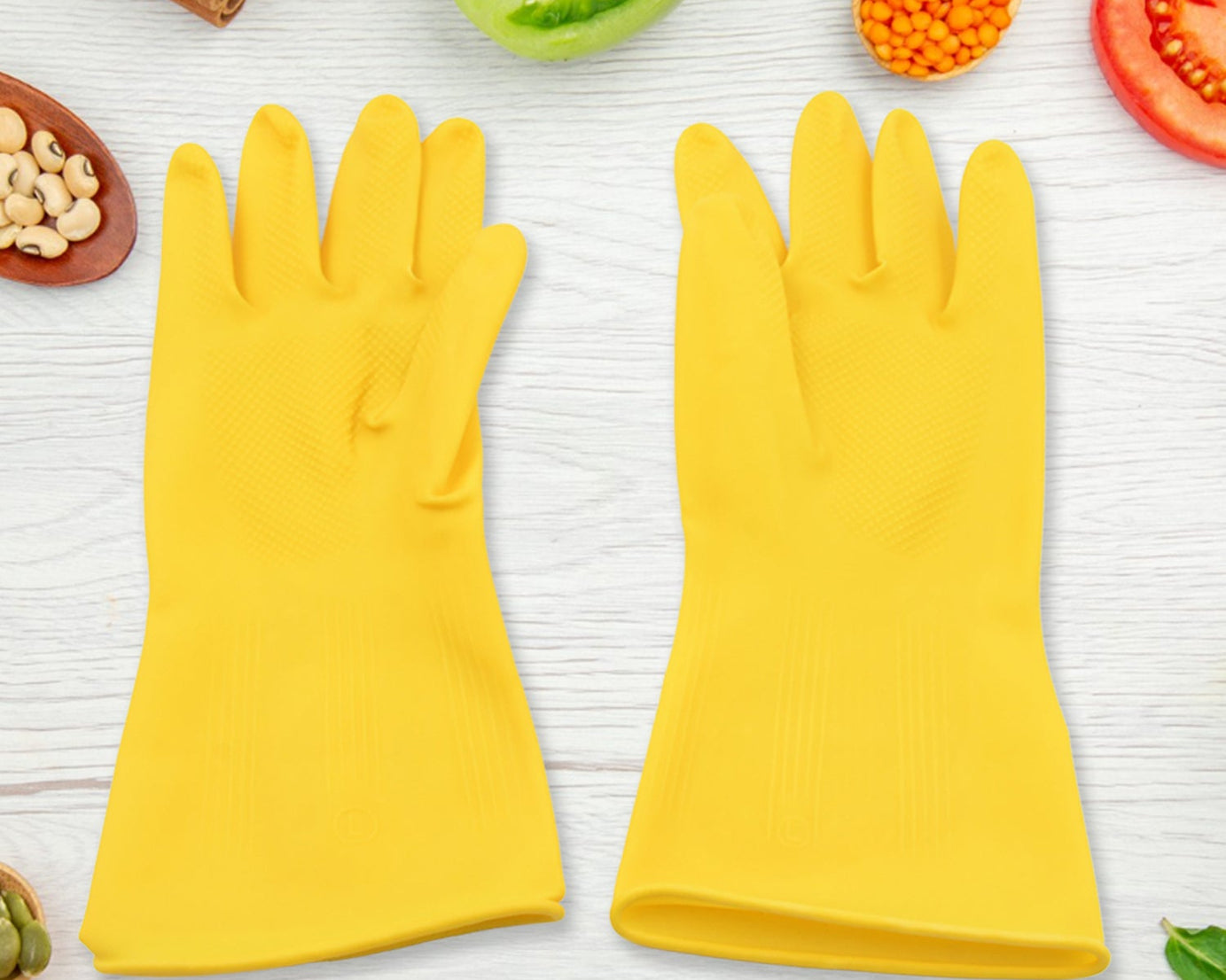 0681 Multipurpose High Grade Rubber Reusable Cleaning Gloves, Reusable Rubber Hand Gloves I Latex Safety Gloves I for Washing I Cleaning Kitchen I Gardening I Sanitation I Wet and Dry Use Gloves (1 Pair 98 Gm)