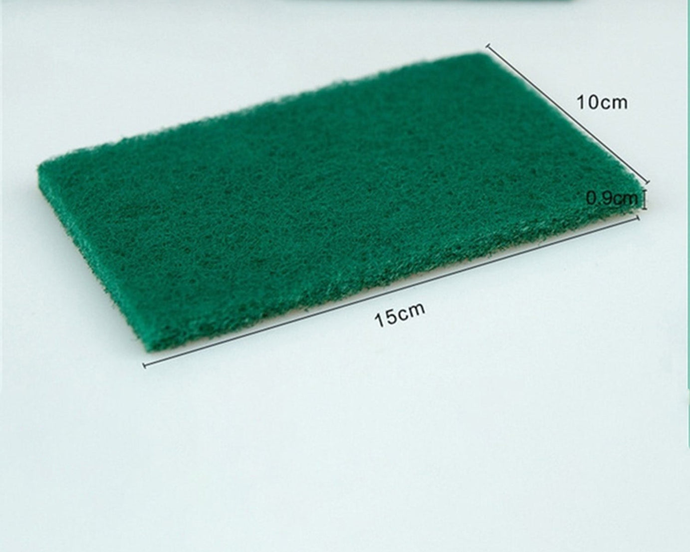 Close-up of aqua green scrub sponges, 10 pieces.