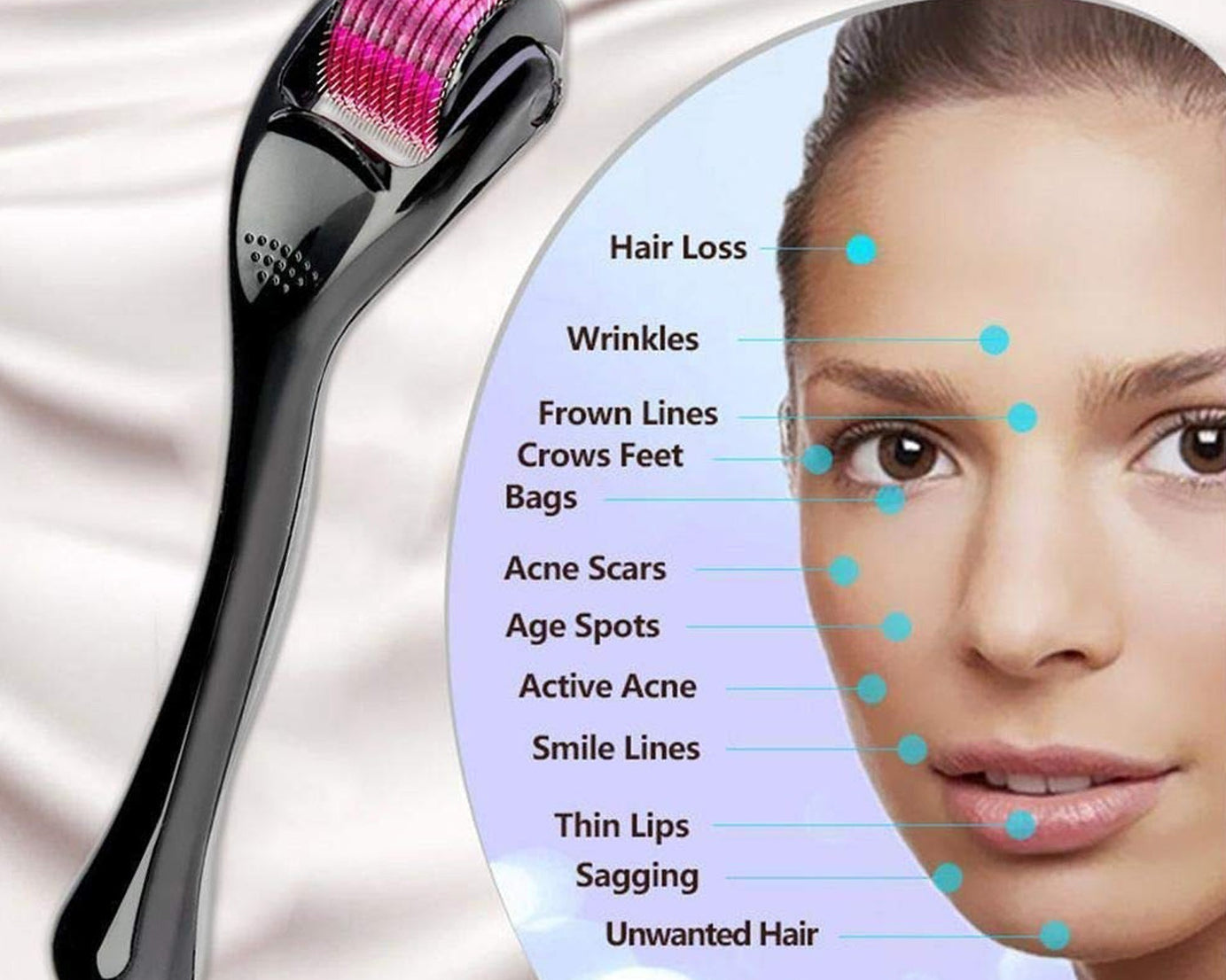 Derma Roller Anti Ageing and Facial Scrubs & Polishes Scar Removal Hair Regrowth (0.75mm)