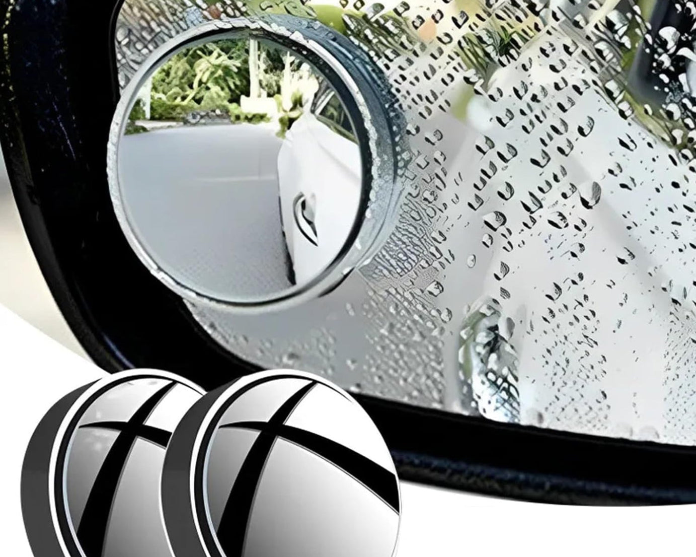 360DEGREE BLIND SPOT ROUND WIDE ANGLE ADJUSTABLE CONVEX REAR VIEW MIRROR - PACK OF 2