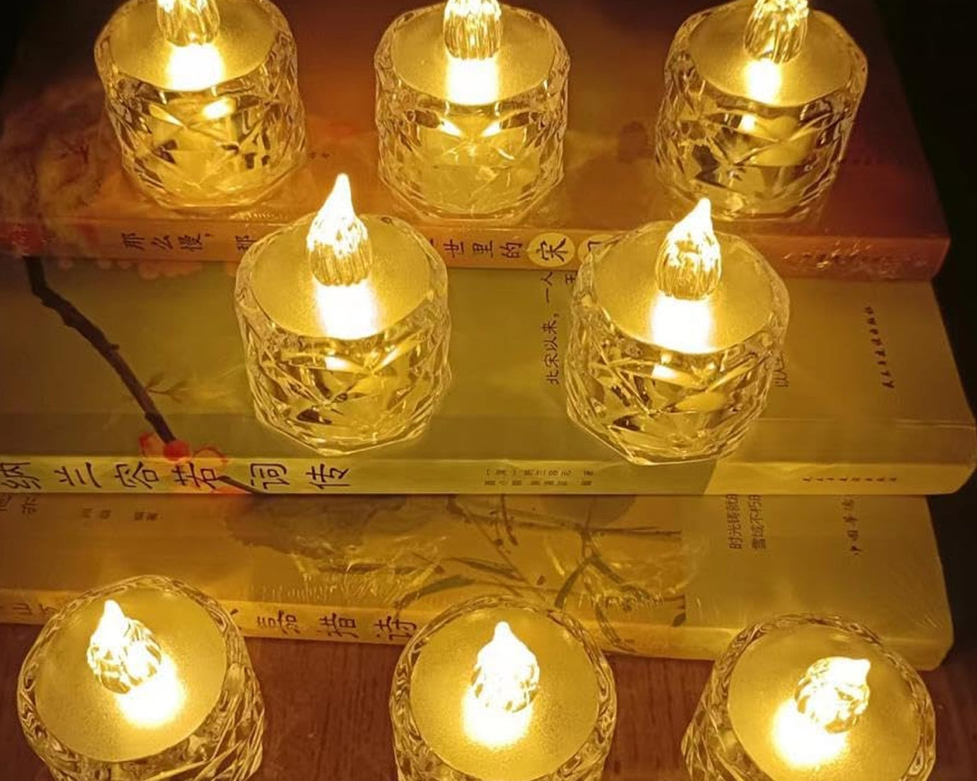 12 Pcs Flameless and Smokeless Decorative Acrylic Candles Transparent Led Tea Light Candle for Gifting, House, Diwali, Christmas, Festival, Events Decor Candles