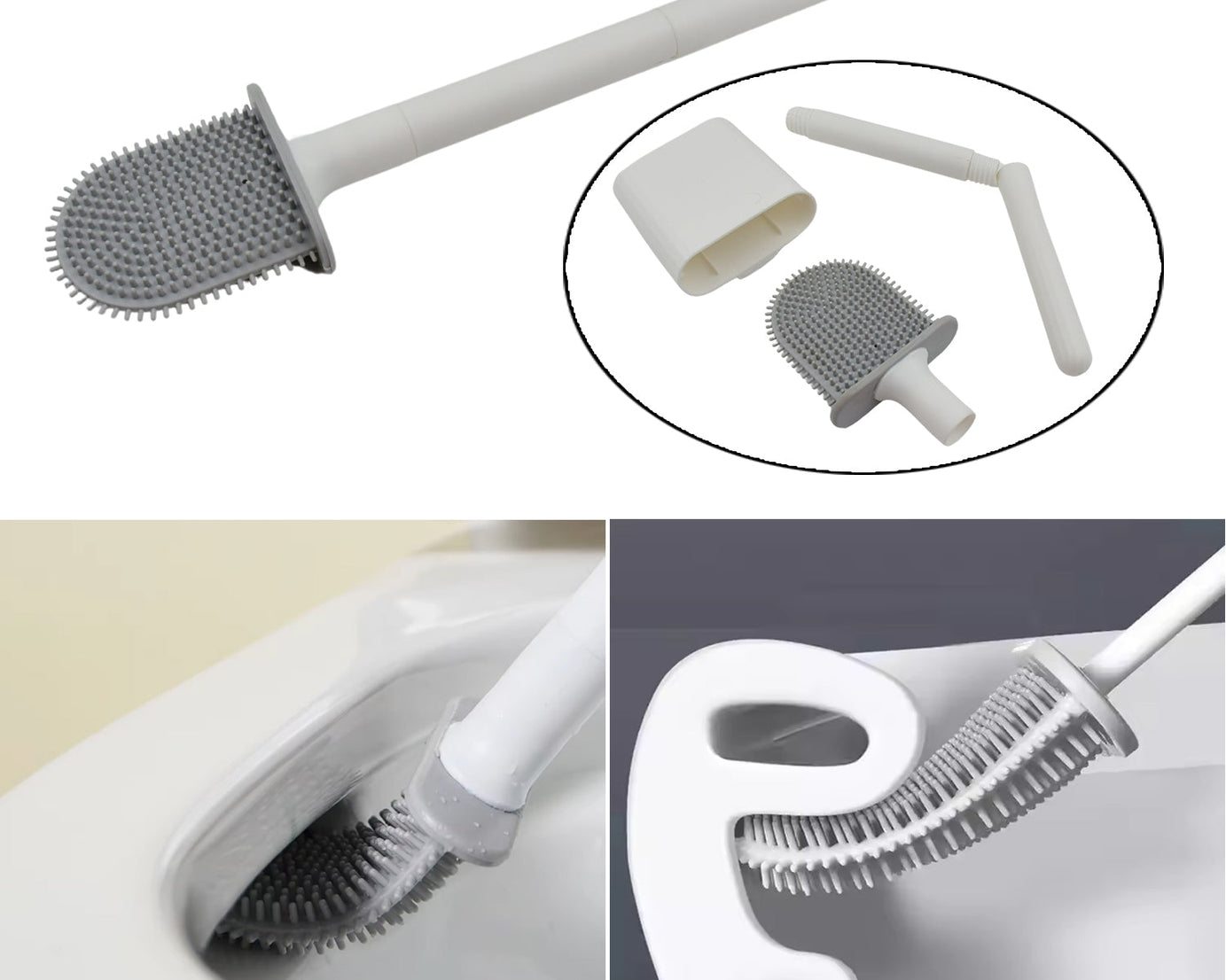 Portable Silicone Toilet Brush with Holder Flex Toilet Brush - Wall Mounted Anti-drip Set Toilet Cleaner Brush | Non-Slip Long Handle Toilet Brush Pack of 1