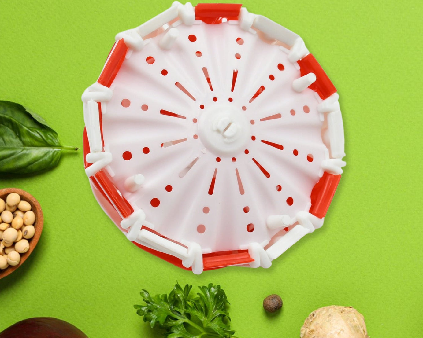 Folding Fruit Basket | Foldable Basket | Fruit Bucket |Basket with Hanging Stand | Fruit and Vegetables Basket | Foldable Lotus Shape Basket Tray for Multi-use (1 Pc)