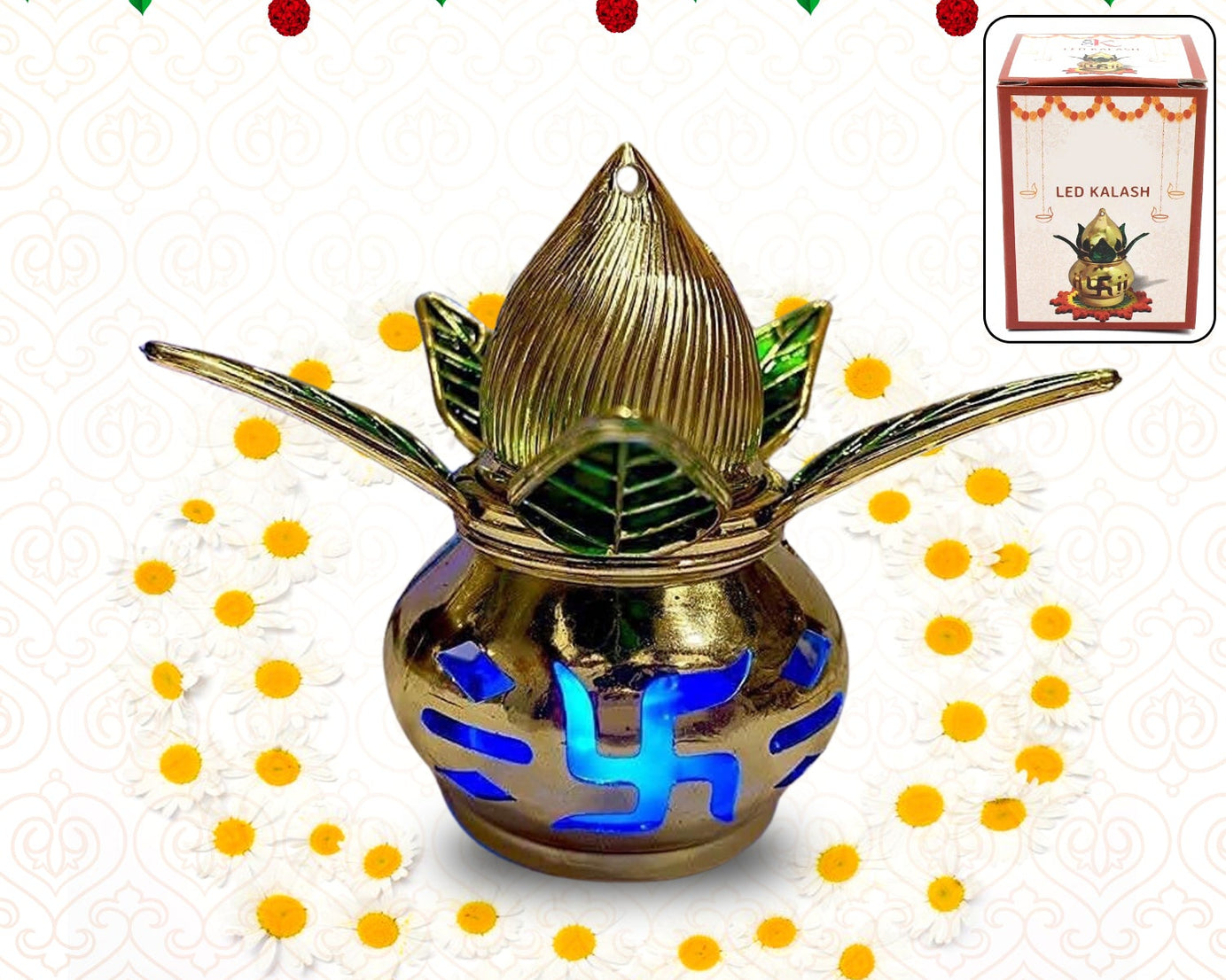 Gold Plated Eco Friendly LED Kalash  for Pooja Mandir