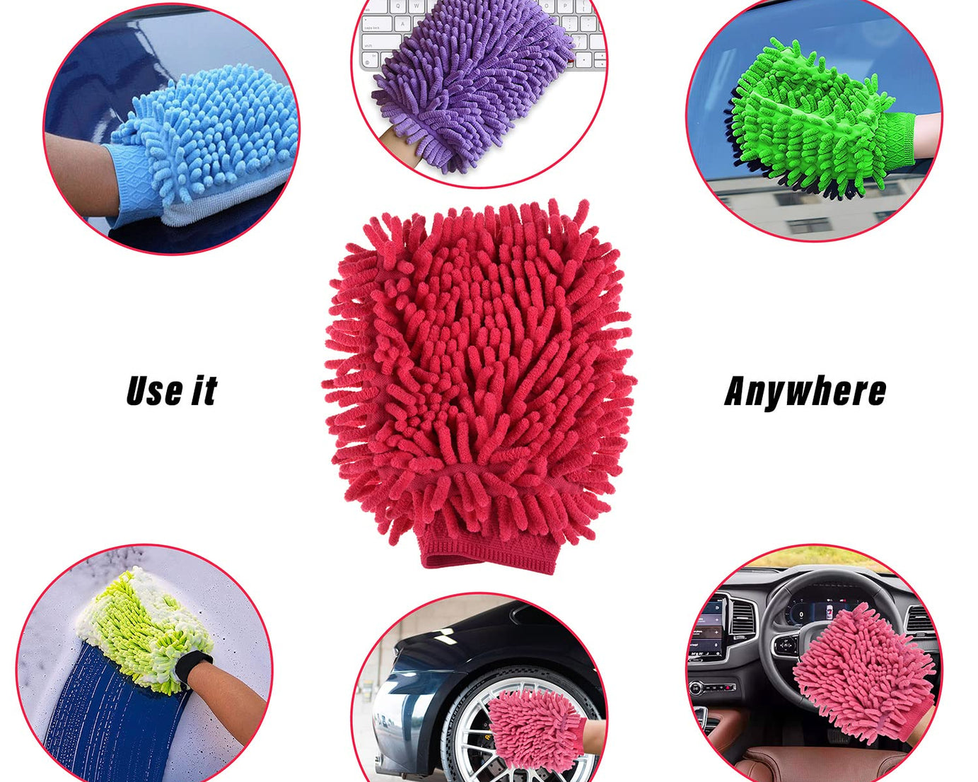 Double sided cleaning glove in colorful design