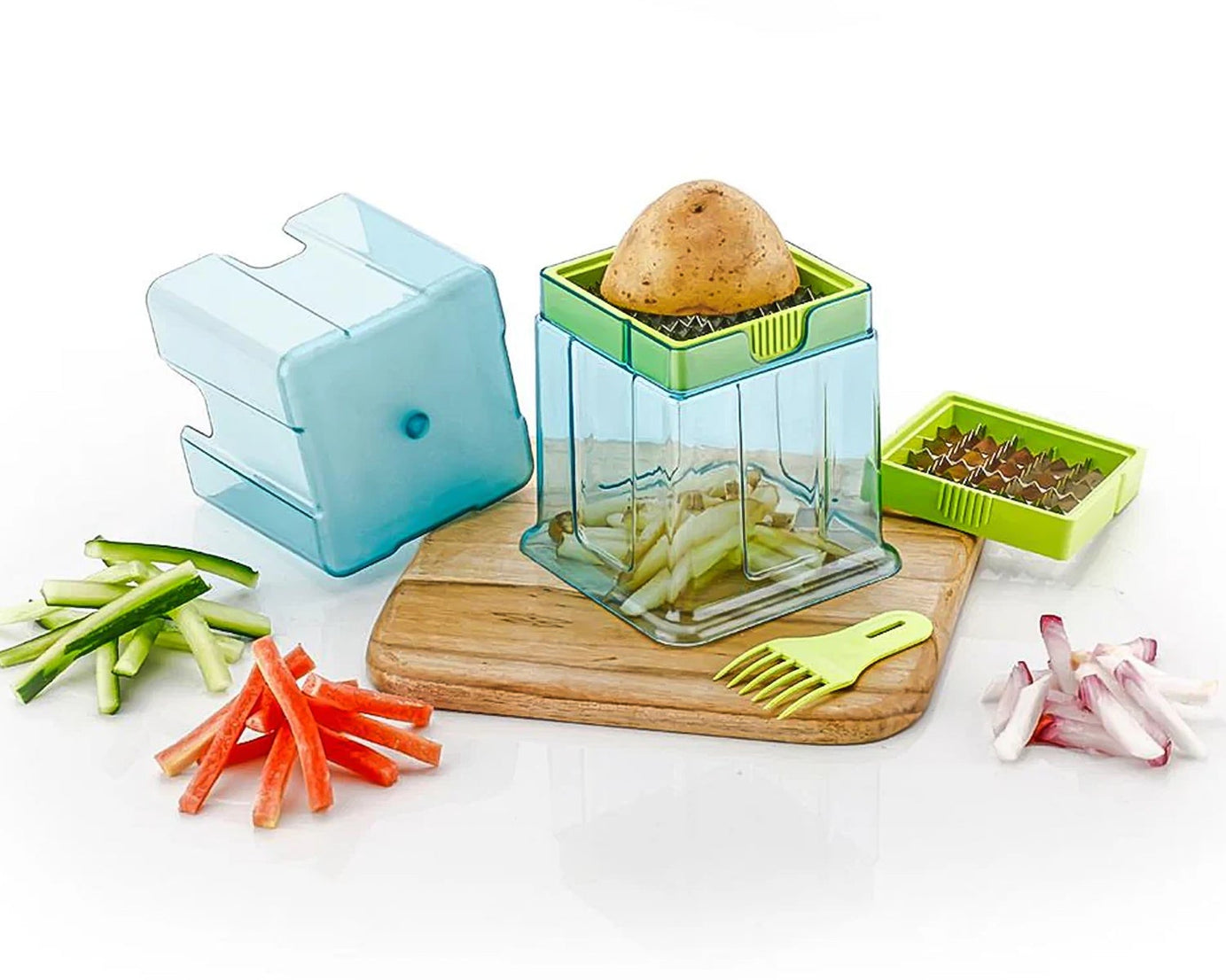 2 in 1 Potato Chipser / Slicer French Fries Maker Finger Chips | Plastic | Two Blades Finger Chips Cutter for Kitchen Accessory Vegetable Fruit Slicer (1 Pc) 