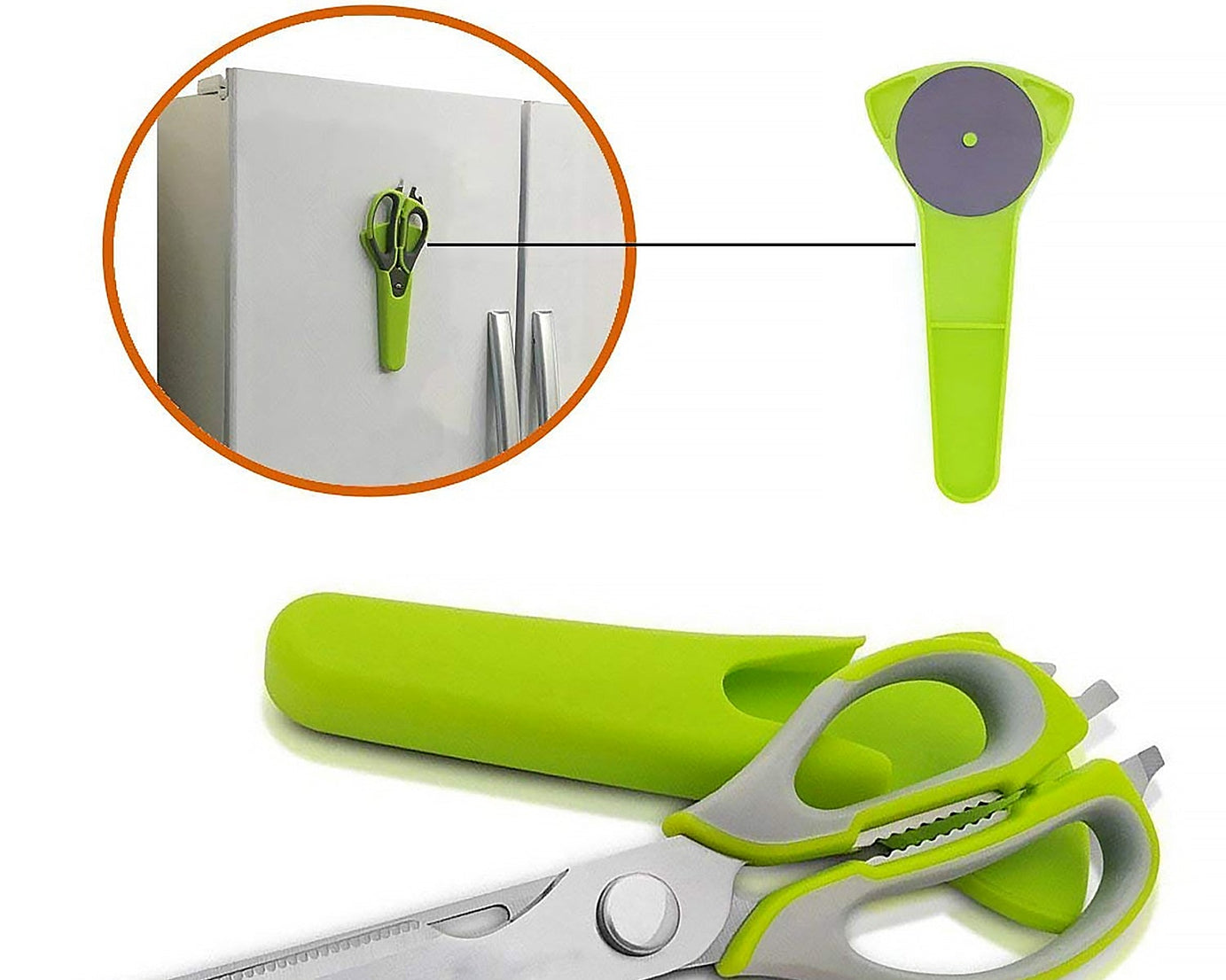 Multi-Purpose Kitchen Shears with Magnetic Holder, Stainless Steel, Red Multifunction Heavy Duty and Kitchen Scissors