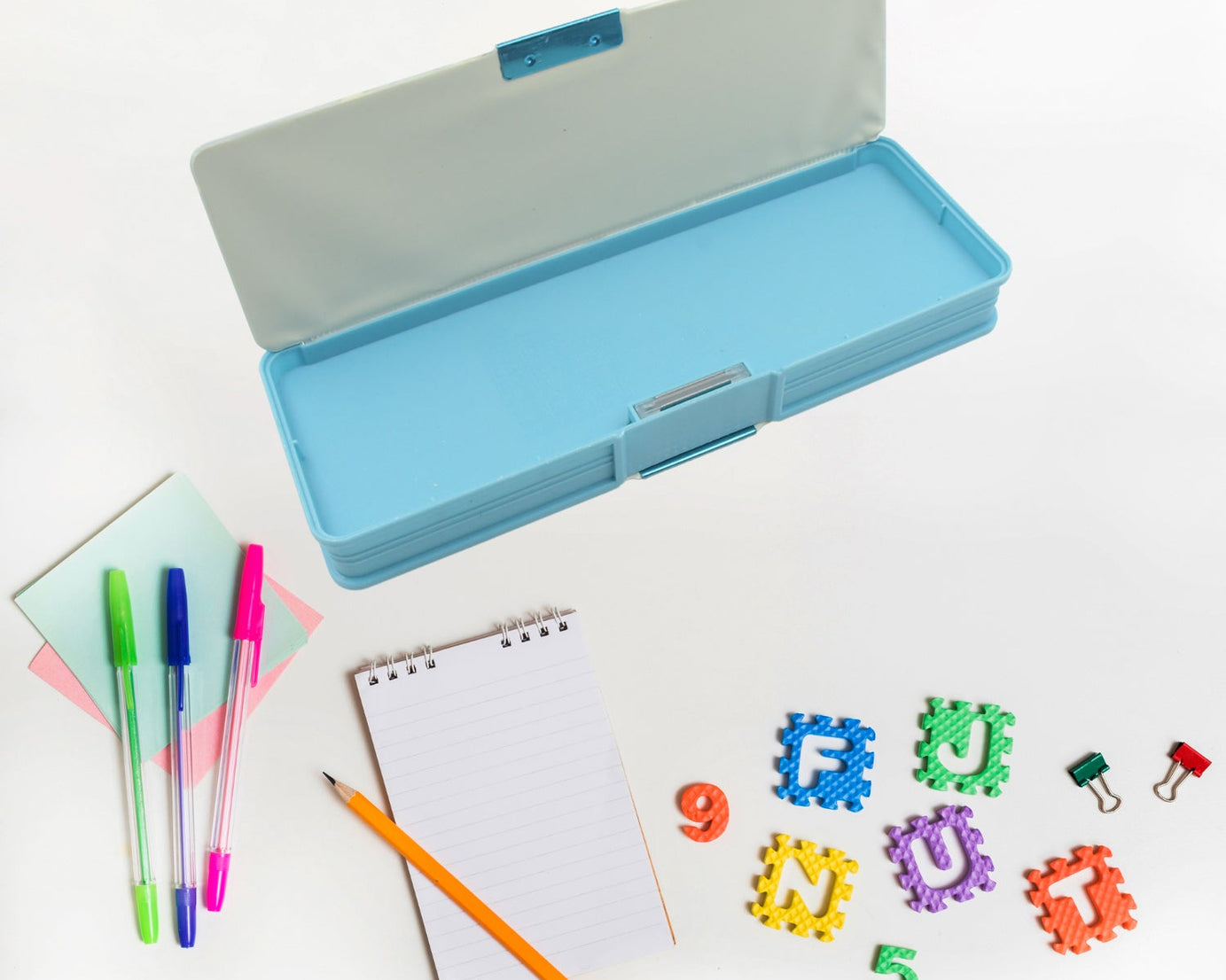 Double Sided Magnetic Geometry Box, Pencil Box with Calculator for Boys Art Plastic Pencil Box  for Girls and Boys