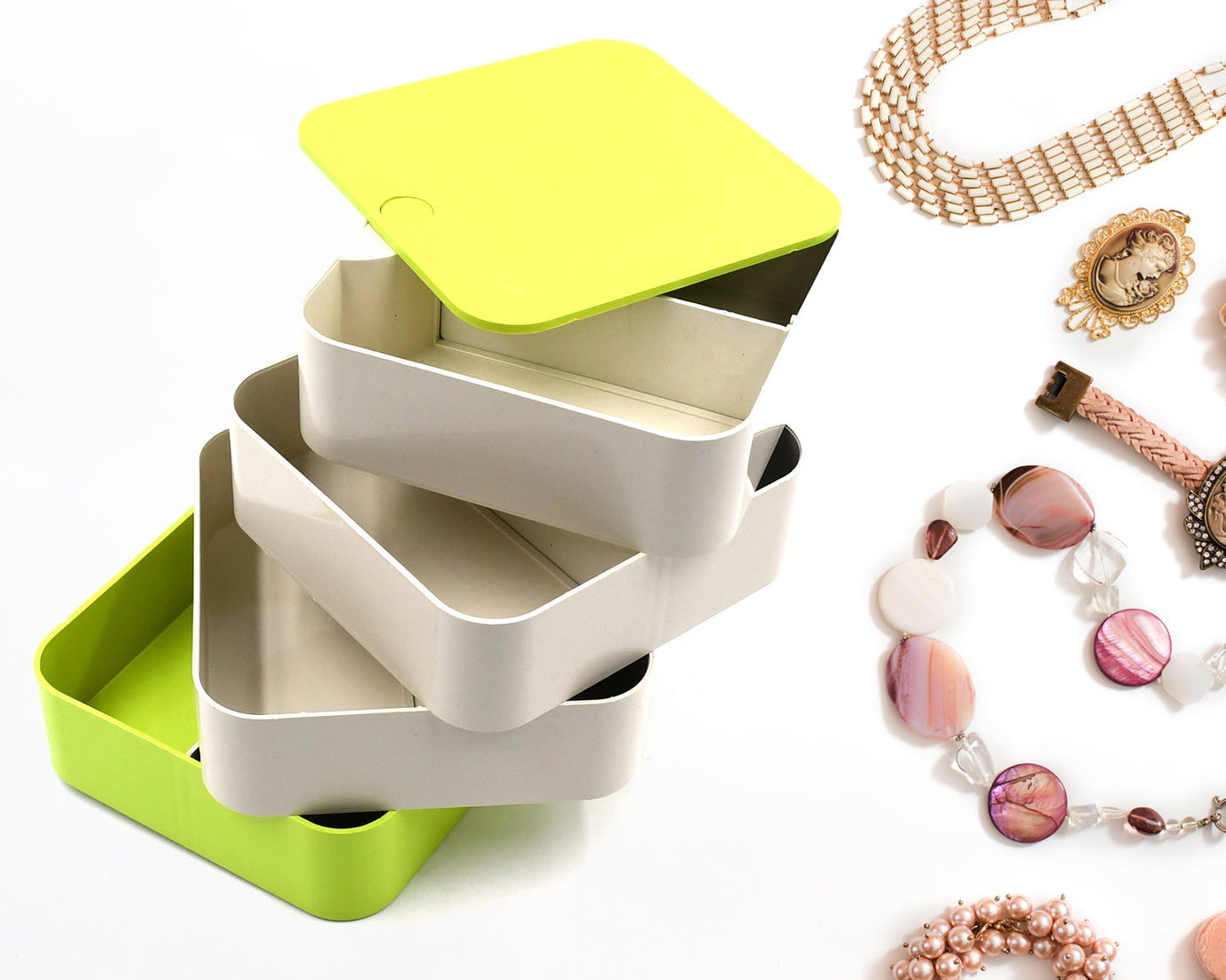 4 Layers Jewelry Box, 360 Degree Rotating Jewelry Box, Jewelry and Earring Organizer Box, Accessory Storage Box