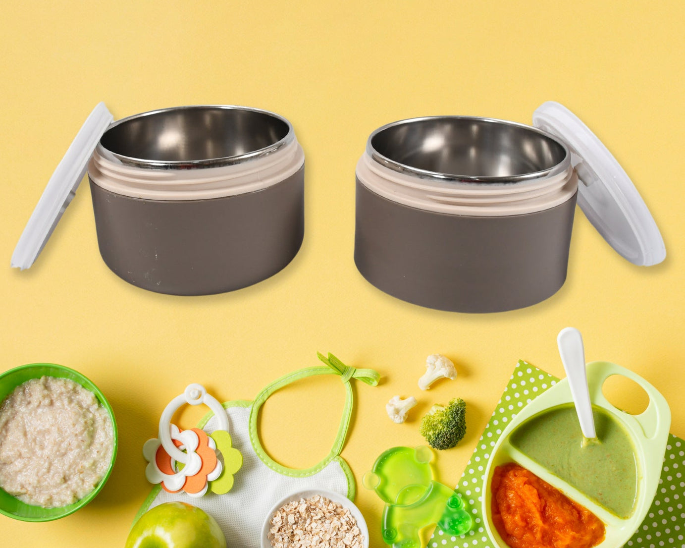 Ganesh Smart Stack 2 Layer Portable Lunch Box Stainless Steel Airtight Leak-Proof Lunch Box for Office, School, Picnic: Color May Vary (2 Layer)