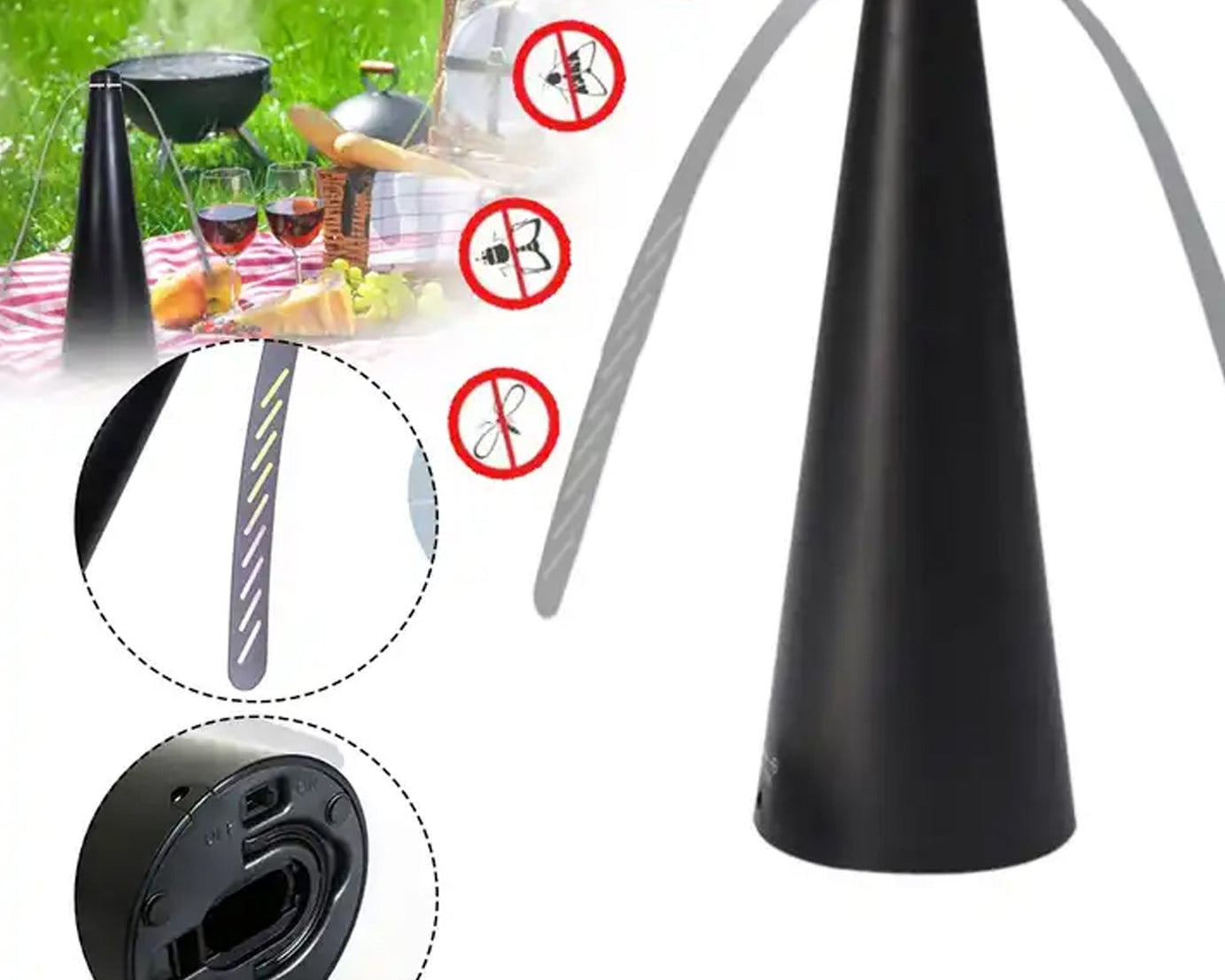 8416 Fly Protection Fan, Fly Repellent Fan, Non-Chemical Best Solution Flies Portable Fly Protection Fan, Battery and USB Operated Table Top, Insect Fly Fan for Indoor and Outdoor Use (Battery Not Included)